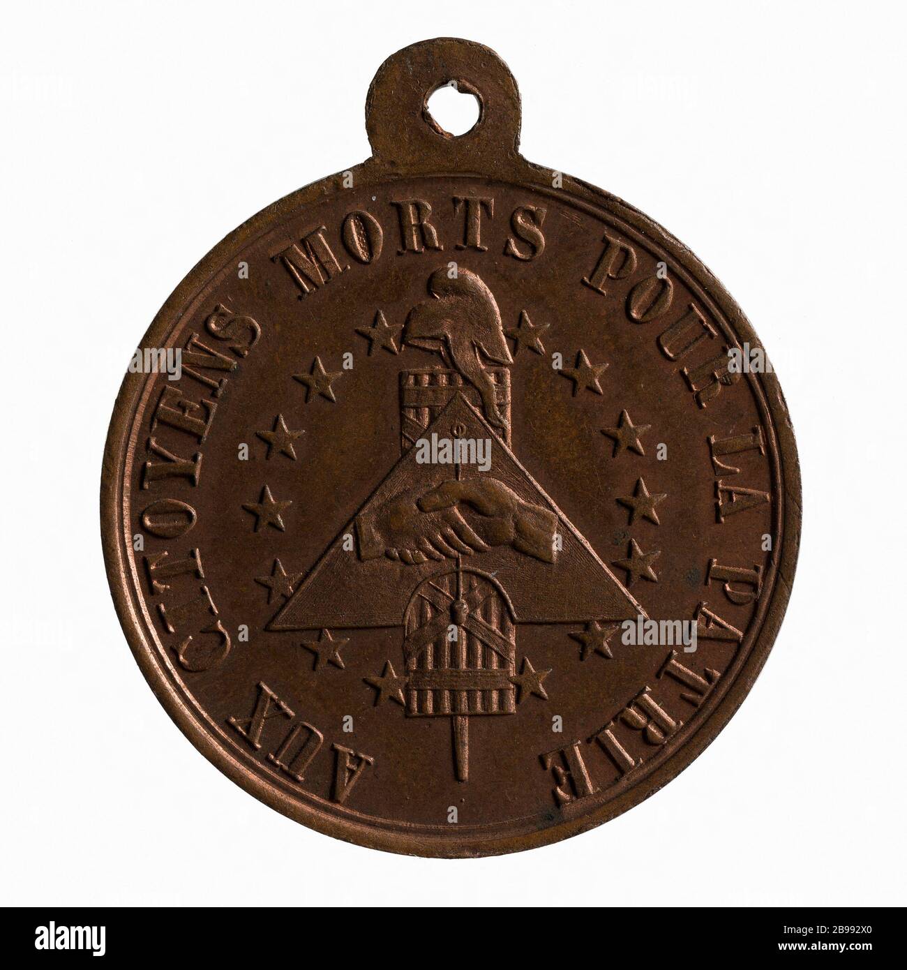 Die Departements kommen Paris zu Hilfe "während der Tage vom 23. Juni, 24., 25. Juni 1848 (Dummy-Titel) Médaille 'Les départements viennent au secours de Paris' lors des Journées de Juin, 23., 24., 25., 26. Juin 1848. Paris, musée Carnavalet. Stockfoto