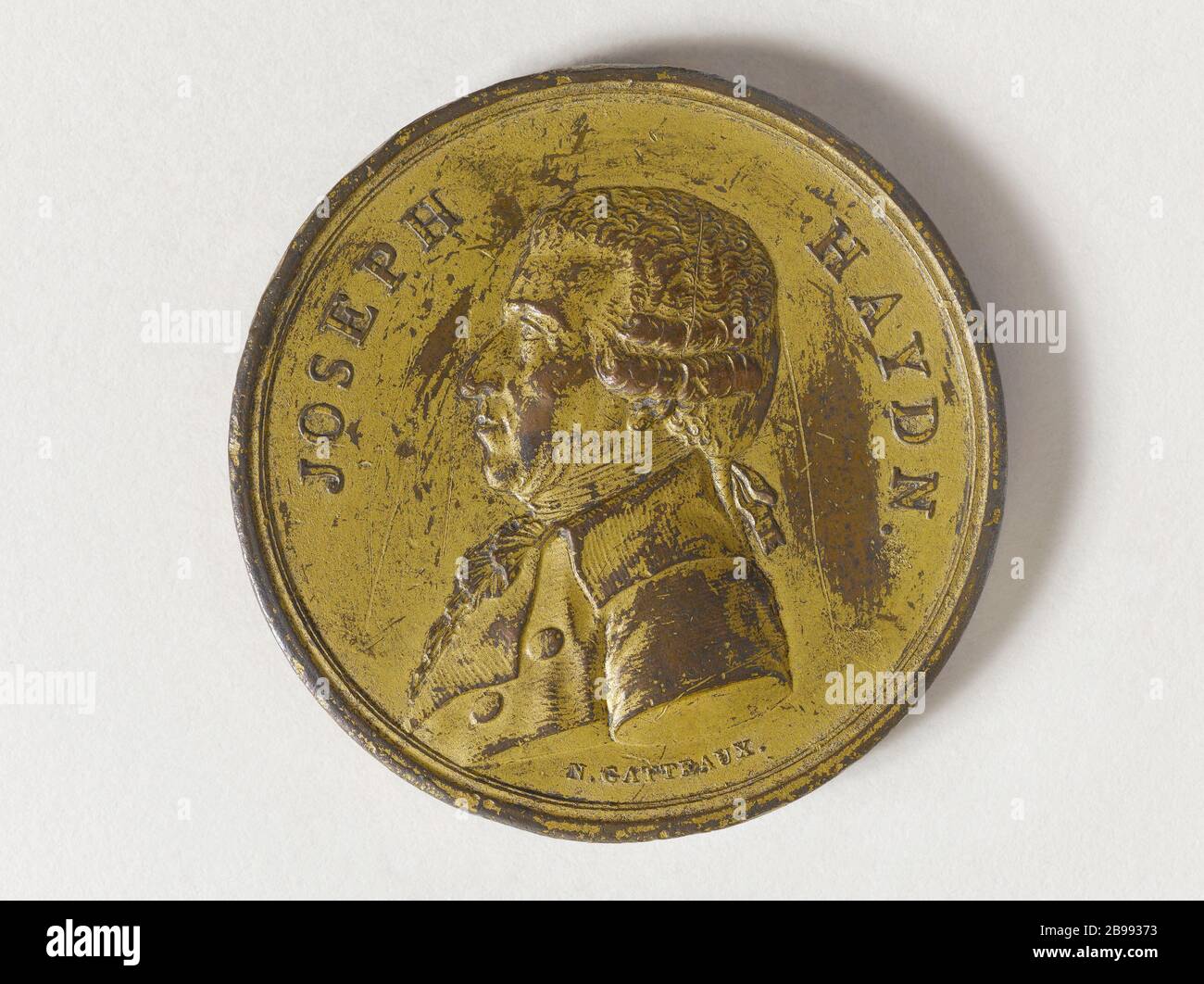 JOSEPH HAYDN, EIN IX. (1800) Nicolas-Marie Gatteaux (1751-1832). 'Joseph Haydn, ein IX (1800)'. Bronze Doré, 1800. Paris, musée Carnavalet. Stockfoto