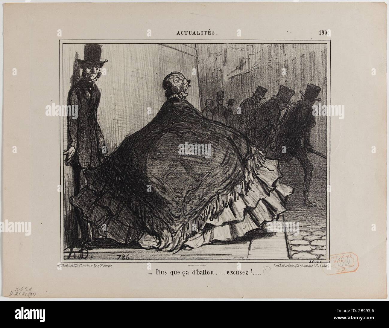 NEWS 199: CA ONLY OF BALL. ENTSCHULDIGUNG! ... Honoré Daumier (1808-1879). 'Actualités 199 : plus que ça d'ballon. Excusez!...'. Lithographie. Paris, musée Carnavalet. Stockfoto