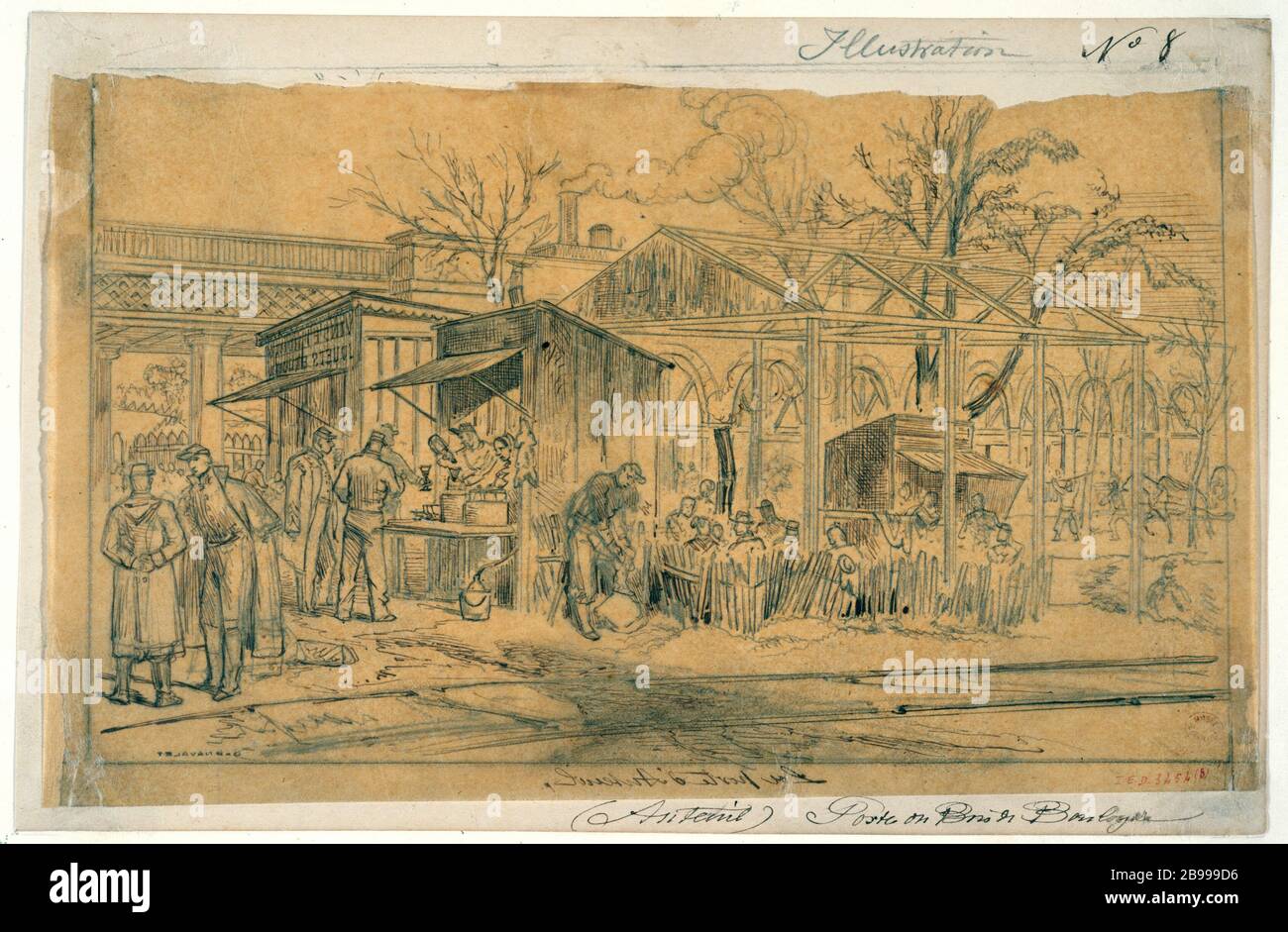 KRIEG 1870-1871 - AUTEUIL, POSITION DES "BOULOGNE GUSTAVE DORÉ". "Guerre de 1870 - 1871: Auteuil, poste du Bois de Boulogne". Paris, musée Carnavalet. Stockfoto