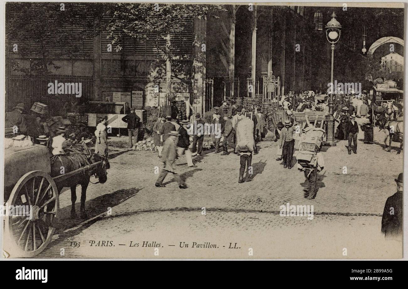 PARIS - DIE HALLEN, EIN PAVILLON (RUE BALTARD) L.L. Les Halles, un pavillon, rue Baltard. Paris (Ier arr.). Phototypie. Paris, musée Carnavalet. Stockfoto