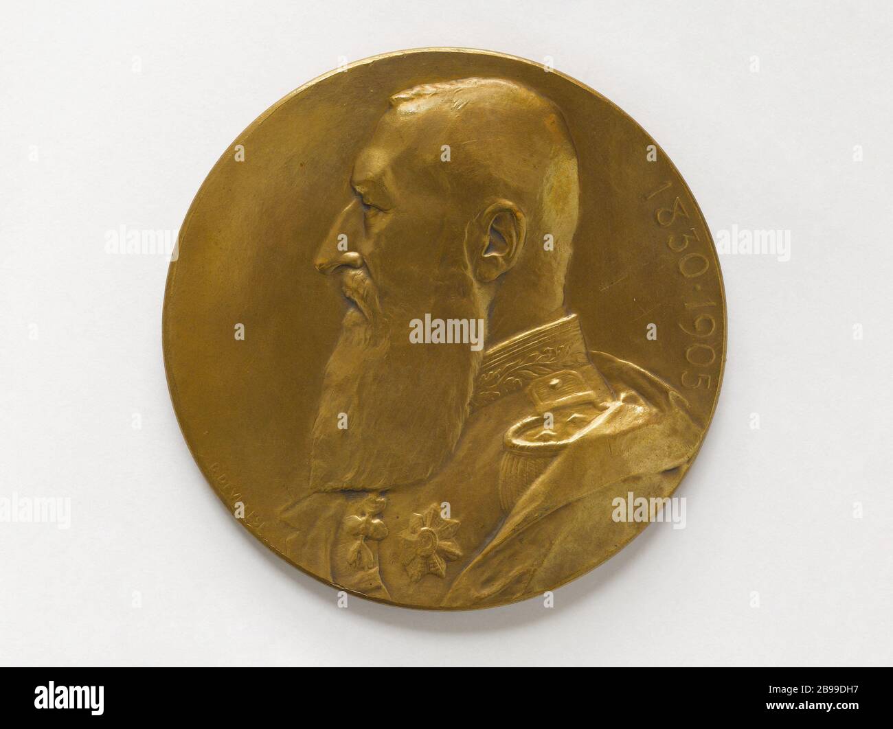 Médaille commémorative de Léopold II (1835-1909), roi des Belges (1865-1909), frappée à l'Anlass de l'Exposition internationale de Liège, 1930 Godefroid Devreese (1861-1941). Médaille commémorative de Léopold II (1835-1909), roi des Belges (1865-1909), frappée à l'anque de l'Exposition internationale de Liège, 1930. Bronze. Paris, musée Carnavalet. Stockfoto