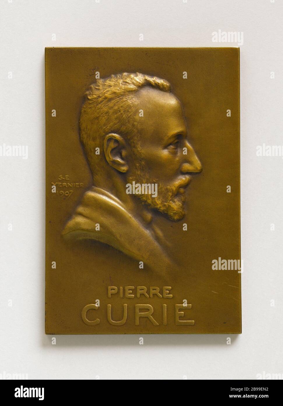 Pierre Curie (1859-1906), Physiker, 1907 Emile Séraphin Vernier (1852-1927). Pierre Curie (1859-1906), Physicien, 1907. Bronze. Paris, Musée Carnavalet. Stockfoto