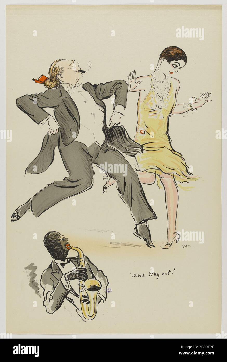 ALBUM WHITE BOTTOMS VON SEM: UND WARUM NICHT! (PL 24) SEM (1865-1934). 'Album White Bottoms von SEM : und warum nicht! (pl 24)'. Lithographie en couleur. Paris, musée Carnavalet. Stockfoto