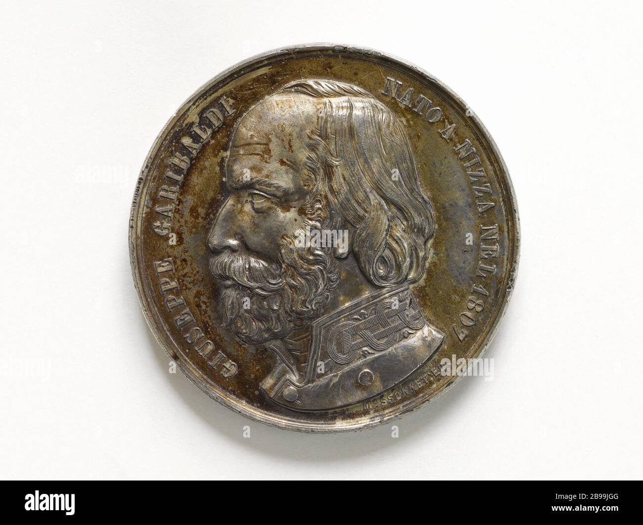 Giuseppe Garibaldi (1807-1882), homme politique et idealistic Italian, 1859 Massonnet. Giuseppe Garibaldi (1807-1882), homme politique et un patriote italien. Argent, 1859. Paris, musée Carnavalet. Stockfoto