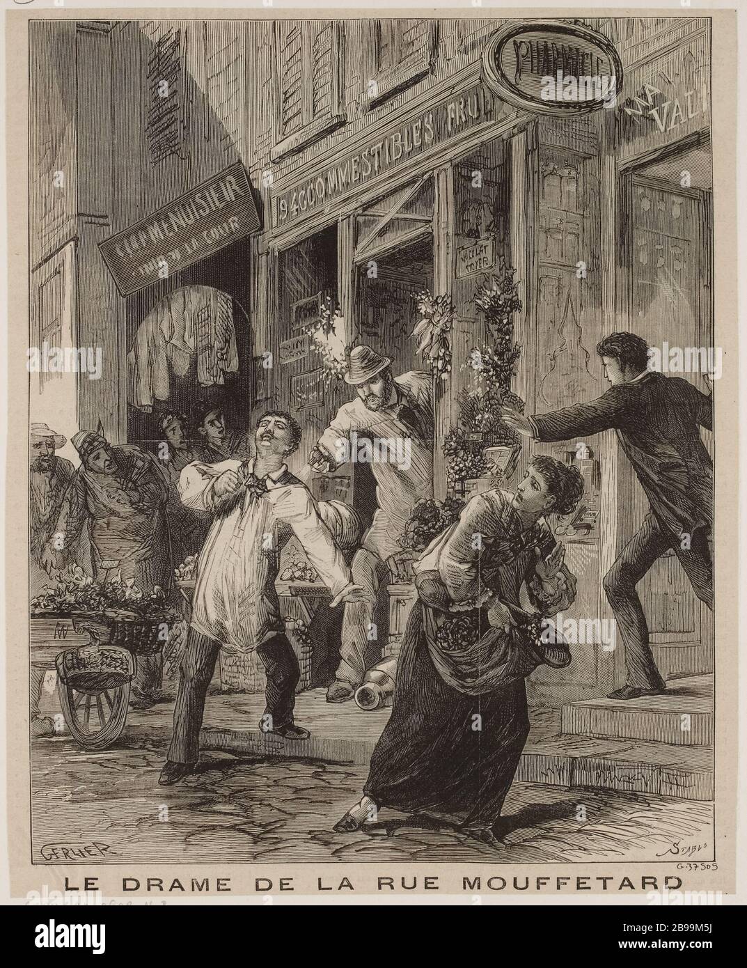 Das Drama der Rue Mouffetard Stockfoto