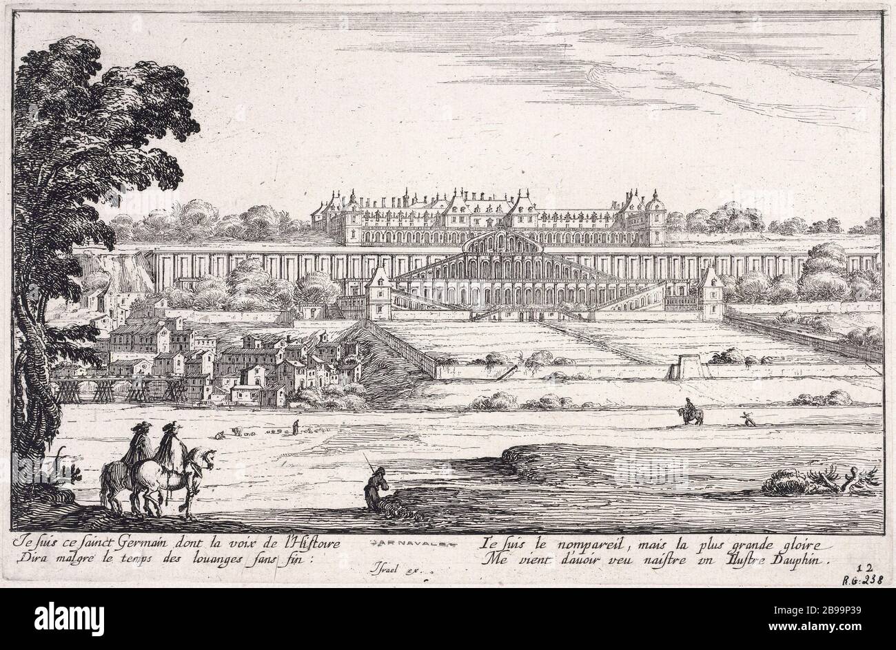 CHATEAU DE SAINT-GERMAIN-EN-LAYE ISRAËL SILVESTRE (1621-1691). "Château de Saint-Germain-en-Laye". Tiefdruck. Paris, musée Carnavalet. Stockfoto