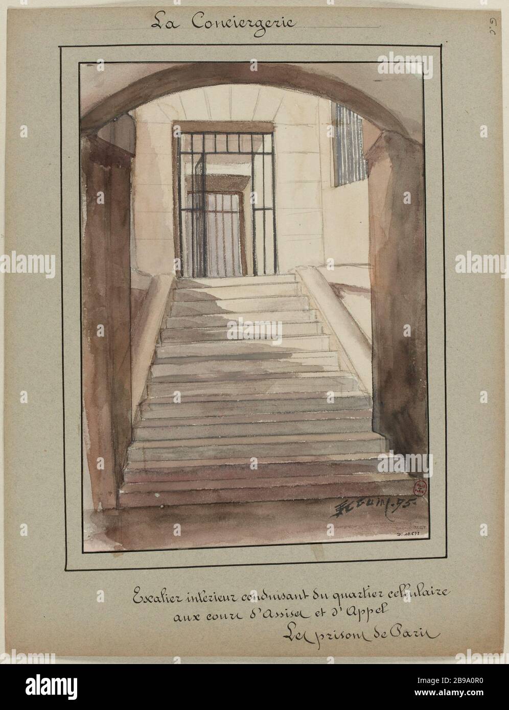 [Die Gefängnisse von Paris] Conciergerie; Treppe im Inneren führt zu den Zellenblöcken Assize Courts und Appell Stockfoto