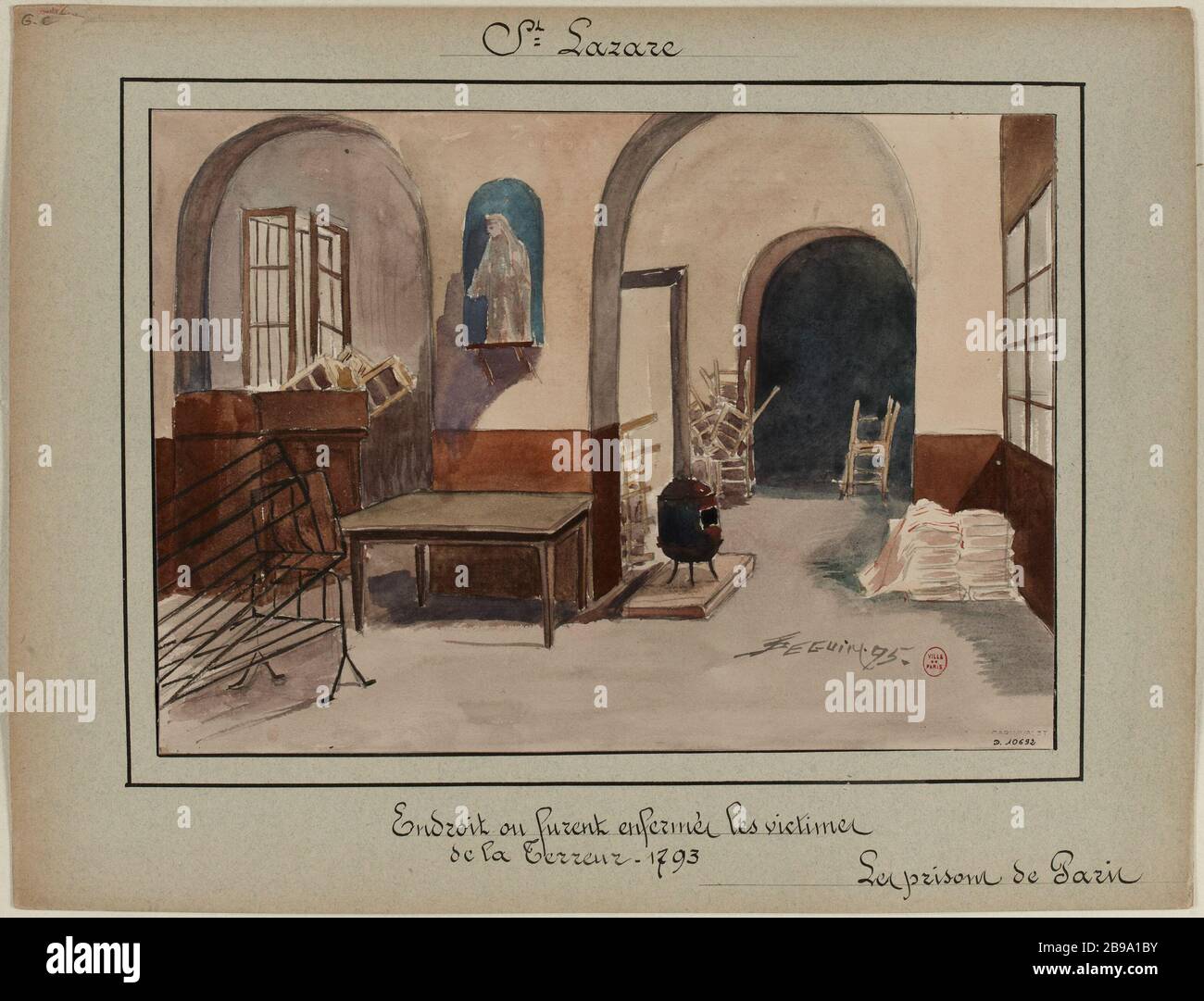 [Die Gefängnisse von Paris] Gefängnis Saint-Lazare; wo sie eingeschlossen waren, wurden die Opfer des Terrors im Jahre 173 Stockfoto