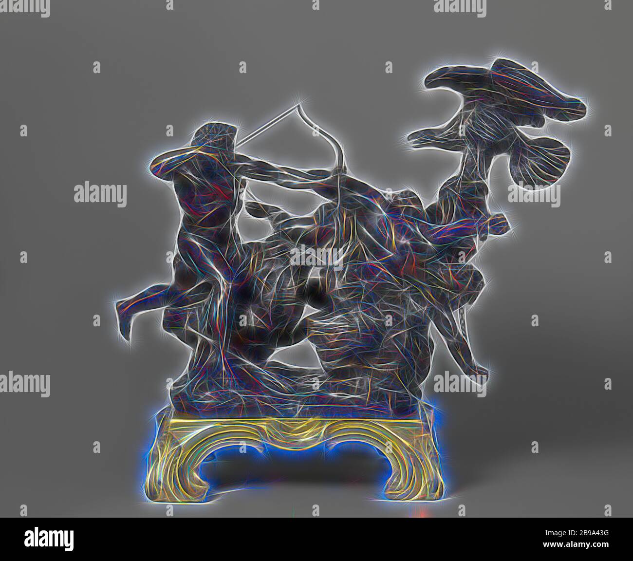 Herkules, der Prometheus befreit Herkules, der Prometheus rettet, reißt ein Adler an der Leber des Prometheus, (Geschichte von) Herkules (Herakles), François Lespingola, Paris, c. 1670 und/oder c. 1745 - c. 1749, Bronze (Metall), Messing (Legierung), Lack (Beschichtung), Vergoldung, H 57.7 cm × B 51.8 cm × T 35.6 cm H 42 cm H 9.5 cm × B 35.6 cm × T 25.4 cm, neu gestaltet von Gibon, Design von warmen fröhlichen Leuchten der Helligkeit und Lichtstrahlen Ausstrahlung. Klassische Kunst neu erfunden mit einem modernen Twist. Fotografie inspiriert von Futurismus, umarmt dynamische Energie der modernen Technologie, Bewegung, Geschwindigkeit und Kultur revolutionieren. Stockfoto