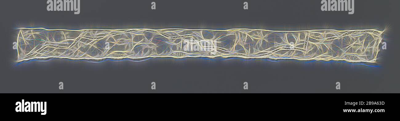 Klöppelspitze Hutband mit Zickzack rivière, Brüssel, c. 1750 - c. 1760, Leinen, Brüsseler Klöppelspitze, L 54 cm × B 5 cm × 70 cm, neu gestaltet von Gibon, Design von warmen fröhlichen Leuchten von Helligkeit und Lichtstrahlen Ausstrahlung. Klassische Kunst neu erfunden mit einem modernen Twist. Fotografie inspiriert von Futurismus, umarmt dynamische Energie der modernen Technologie, Bewegung, Geschwindigkeit und Kultur revolutionieren. Stockfoto