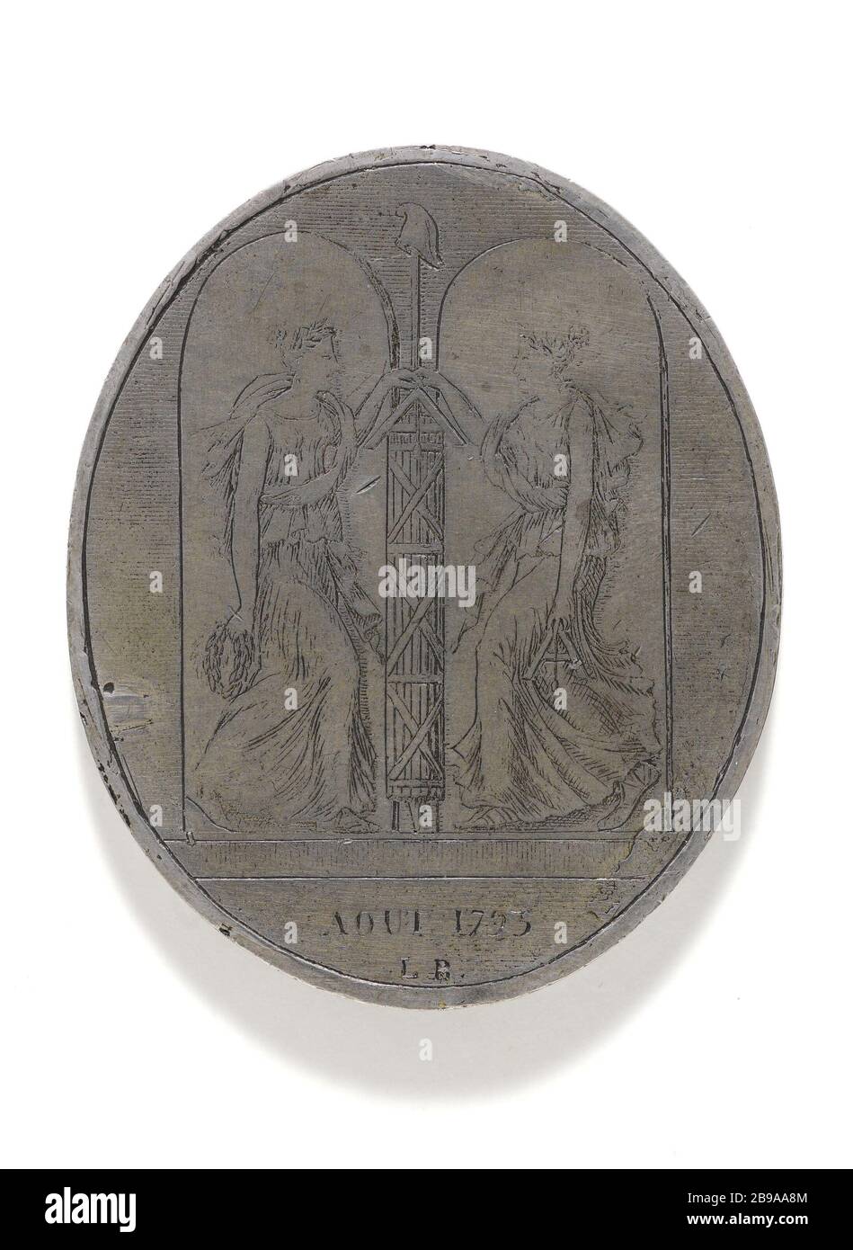 ERLEICHTERUNG DES GEMEINSCHAFTSHAUSES LYON ANONYME. "Reliefs de la maison commune de Lyon". Etain. Août Im Jahre 1710. Paris, musée Carnavalet. Stockfoto