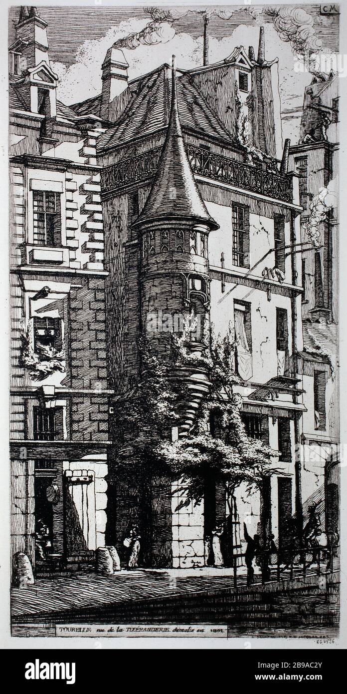 TURMSTRASSE VON Tixeranderie Charles Meryon (1821-1868). "Tourelle, rue de la Tixeranderie". Eau-forte, 1852. Paris, musée Carnavalet. Stockfoto