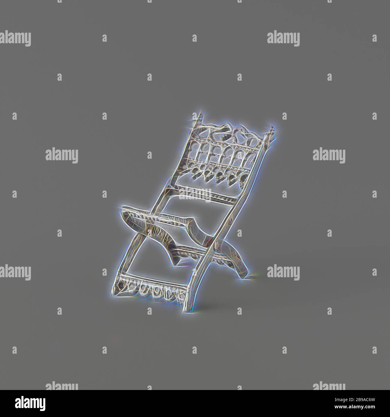 Kirchenstuhl, Klappstuhl Mit Durchbrochener Rückenlehne. Der Rote Samtsitz  Fehlt. Die Sprossen Zwischen Den Beinen Sind Offen. Der Stuhl Ist  Gekennzeichnet: Die Buchstaben Hlo Oder Hb Und Zweimal Ein Wildschwein  Kopf, Stuhl, (Liturgische)