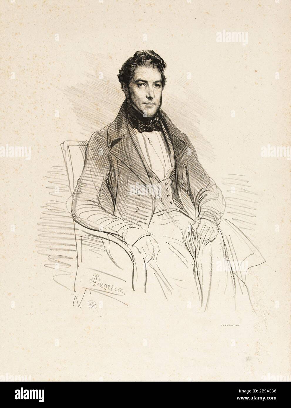 Porträt von Goupil, Prints Editor. Achille Devéria (1800-1857). Portrait de Goupil, éditeur d'estampes. Lithographie, 1831. Paris, musée Carnavalet. Stockfoto