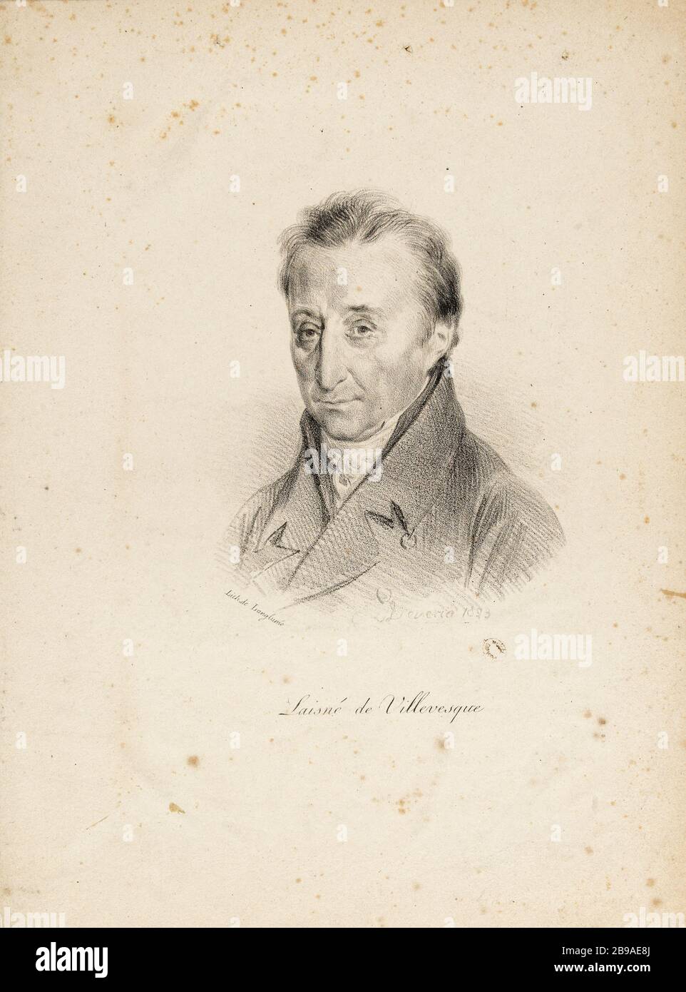 Porträt von Gabriel Jacques Laisne von Villevesque. Achille Devéria (1800-1857) et Pierre Langlumé. Portrait de Gabriel Jacques Laisné de Villevesque. Lithographie, 1823. Paris, musée Carnavalet. Stockfoto