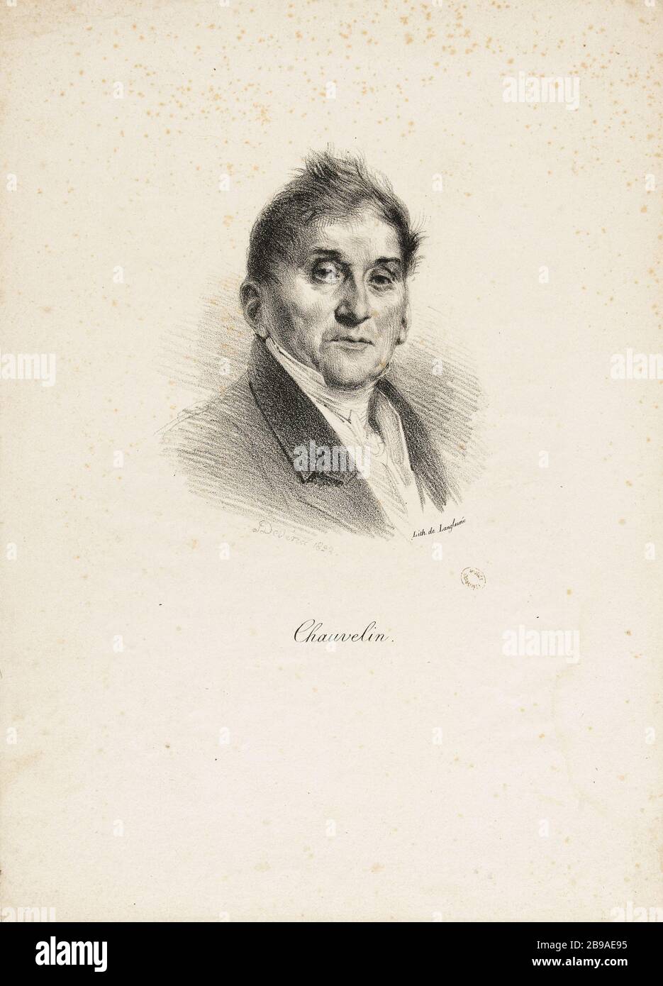 Porträt von Monsieur de Chauvelin (1766-1832), Gold Coast MP im Jahr 1804. Achille Devéria (1800-1857) et Pierre Langlumé. Portrait de Monsieur de Chauvelin (1766-1832), député de Côte d'Or en 1804. Lithographie, 1823. Paris, musée Carnavalet. Stockfoto