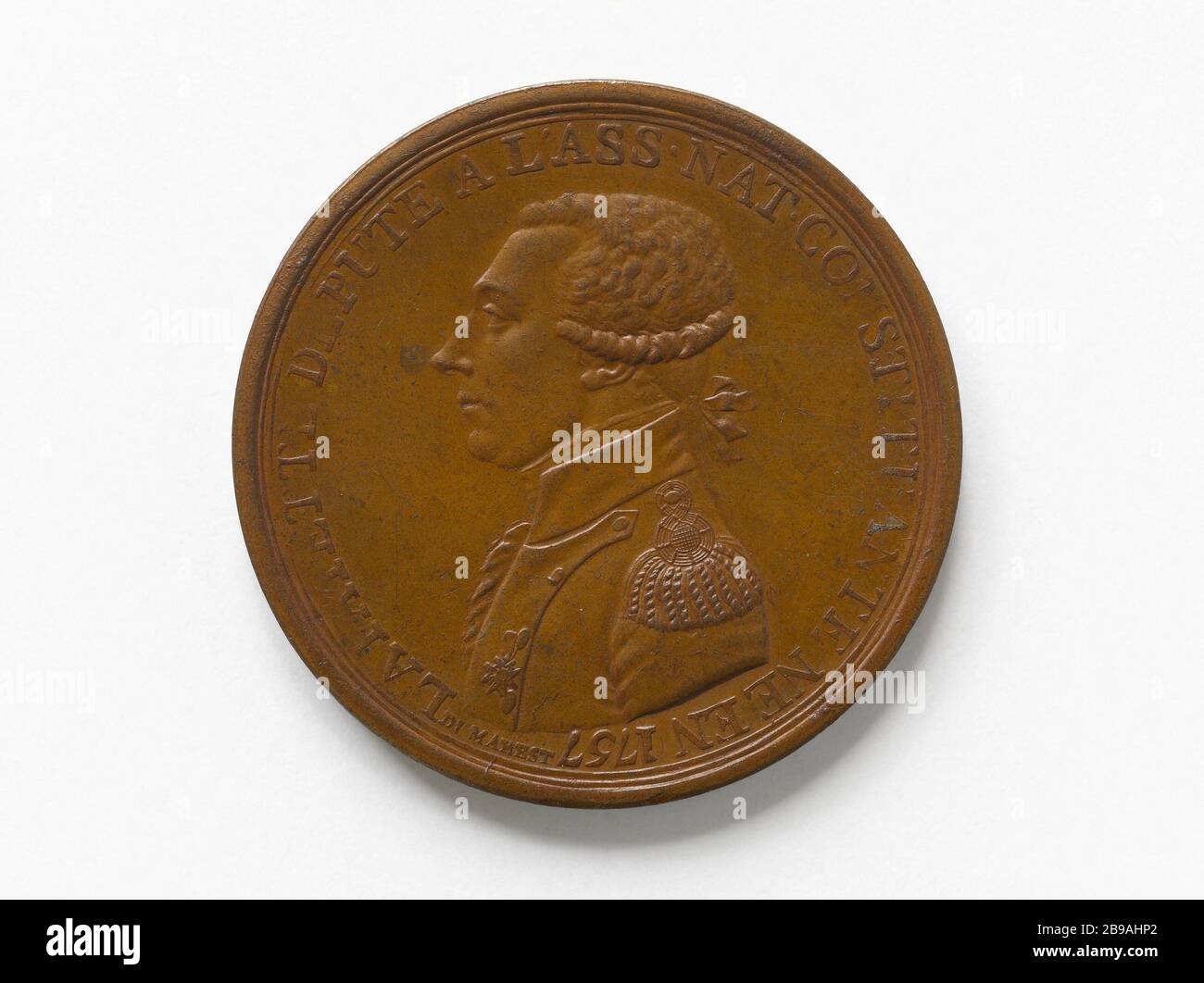 Gilbert Motier, Marquis de Lafayette (1757-1834), Feldmarschall (1782-17899), Mitglied der verfassungsgebenden Versammlung (1789-1791-1), Kommandeur der Nationalgarde (1789-1790-1796), 170bert Dumarest (1750-1806). Gilbert-Motier, marquis de La Fayette (1757-1834), maréchal de Camp (1782), député à l'Assemblée constituante (1789-1791), Commandant de la Garde nationale (1789-1791-1), 1791-1. Bronze. Paris, musée Carnavalet. Stockfoto