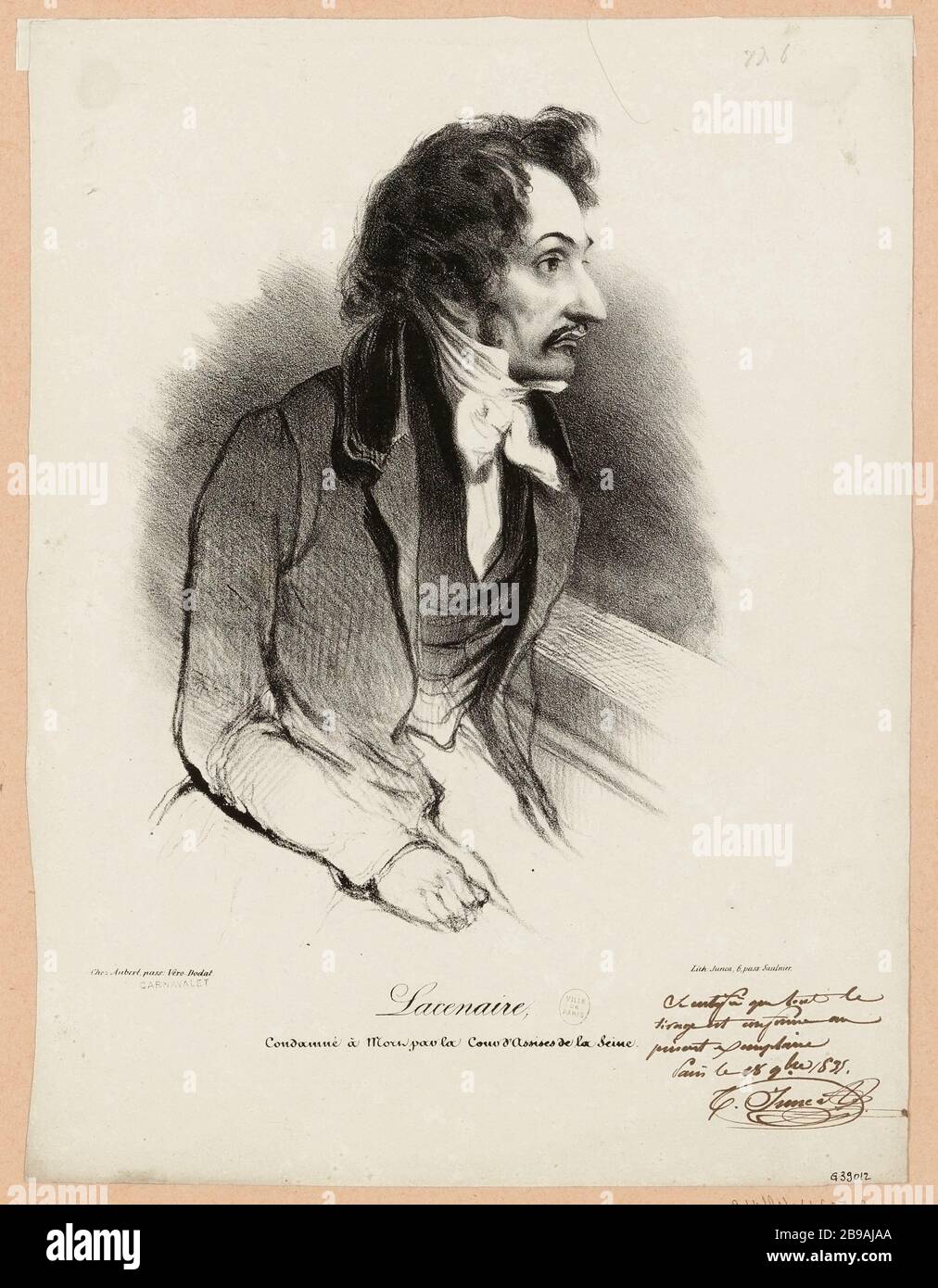 Lacenaire, vom Assize Court of the seine zum Tode verurteilt. Stockfoto