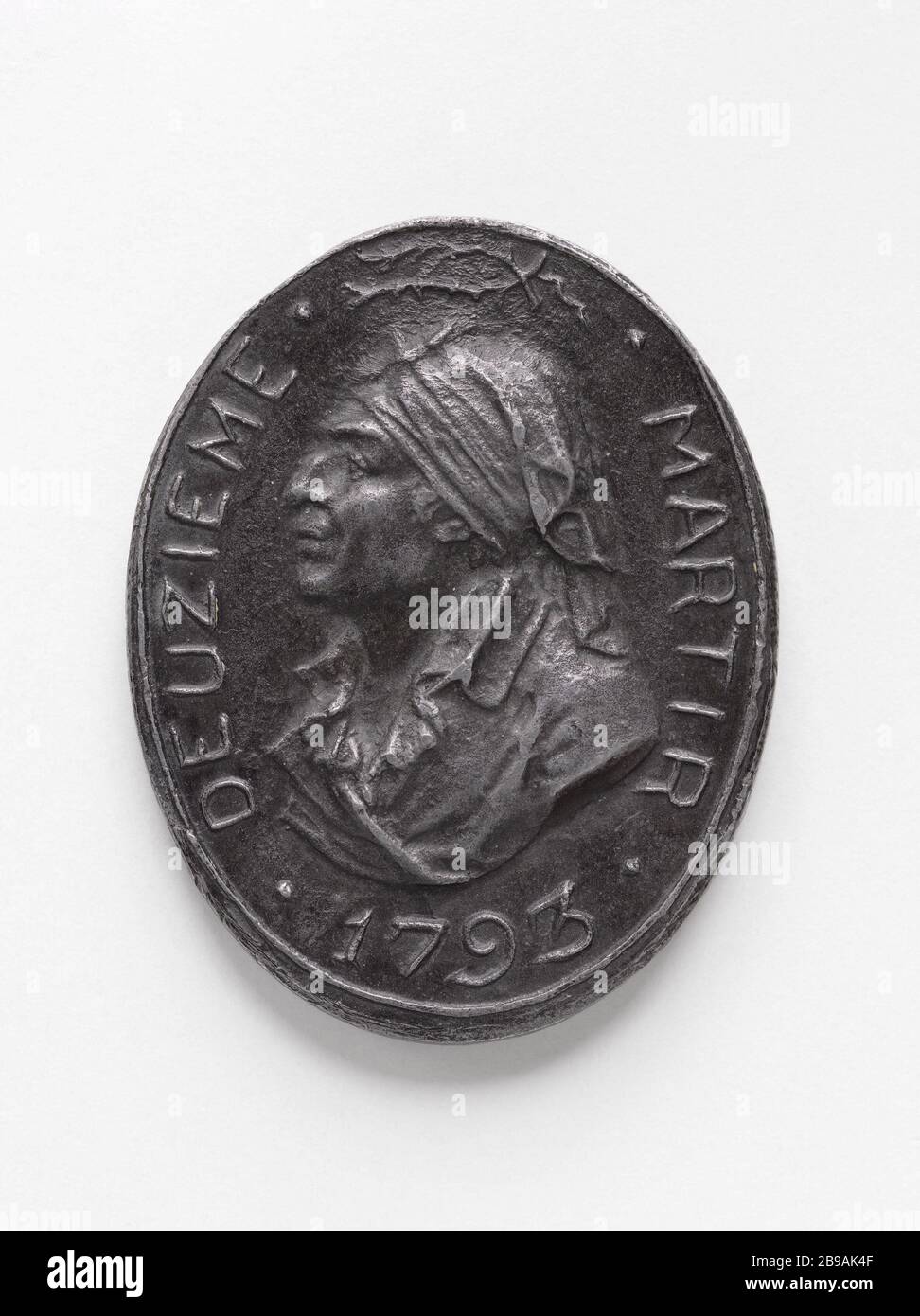 Jean-Paul Marat (1743-173), Mitglied des Konvents (1792-173), im Jahre 173-173, im Jahre 1733-173, im Jahre 1742-173. Jean-Paul Marat (1743-173), député à la Convention (1792-173), 1793. Etain. Paris, musée Carnavalet. Stockfoto