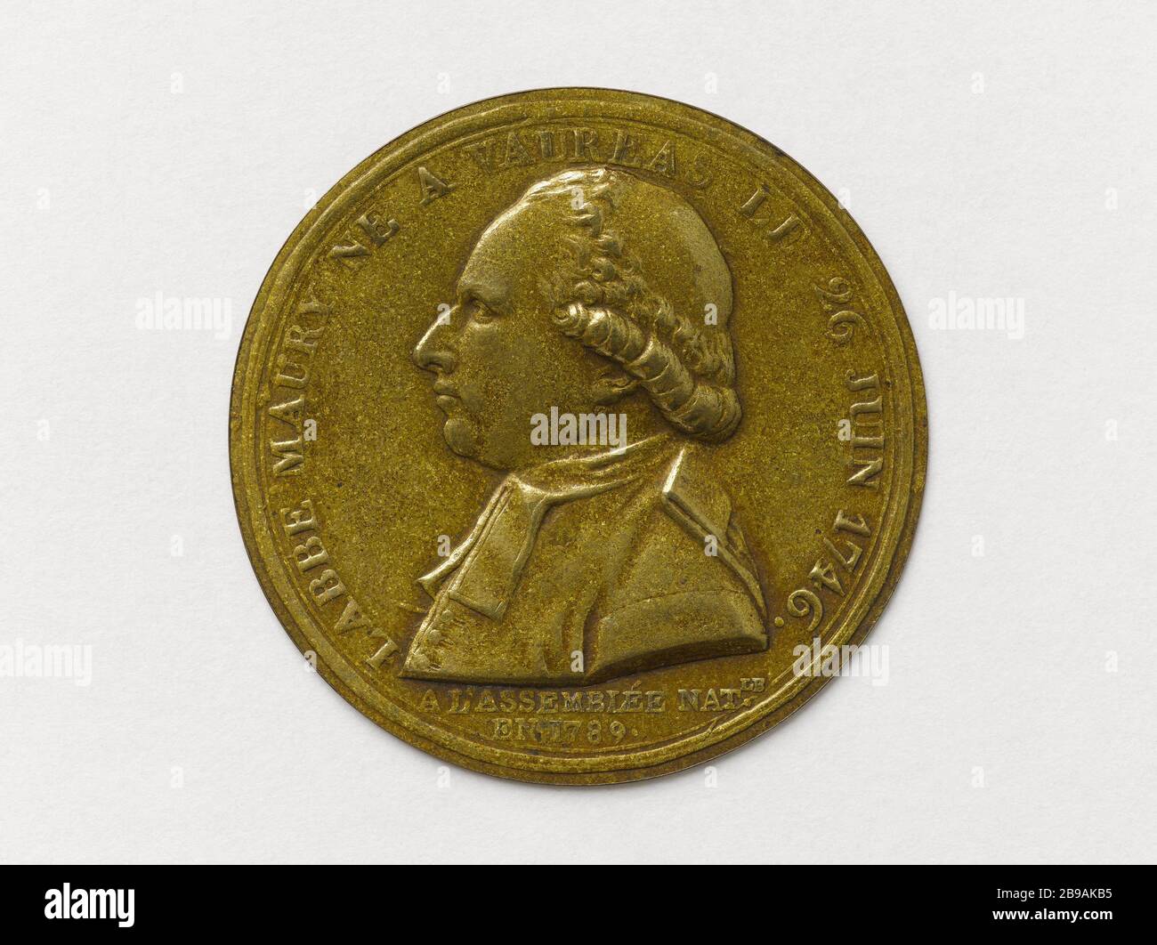 Jean-Siffrein Maury (1746-18500), Mitglied der verfassungsgebenden Versammlung (1789-1791), Kardinal (1744) Anonyme. Jean-Siffrein Maury (1746-18500), député à l'Assemblée constituante (1789-1791), Kardinal (1744). Cuivre doré repoussé. Paris, musée Carnavalet. Stockfoto