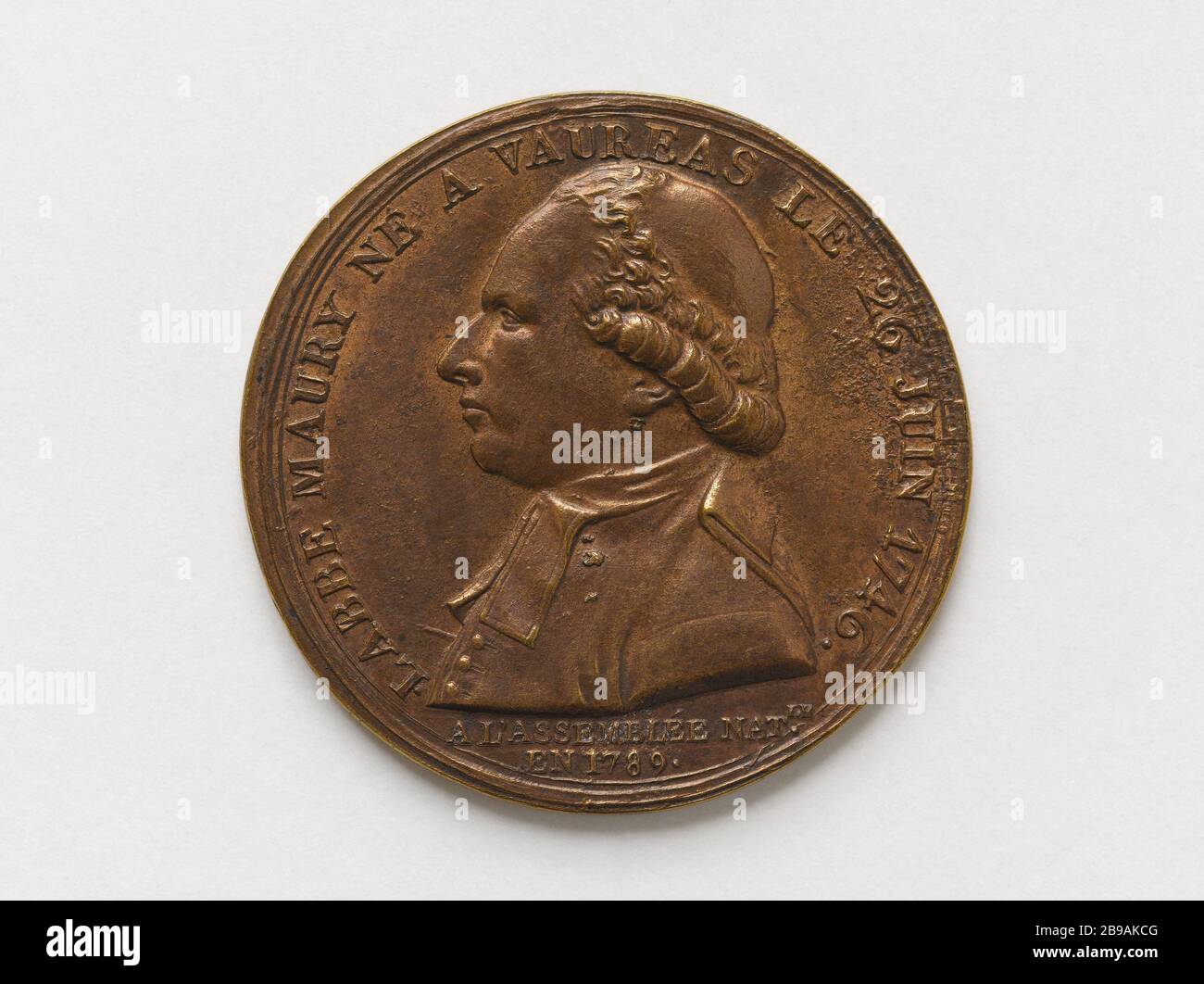 Jean-Sifrein Maury (1746-18500), Mitglied der verfassungsgebenden Versammlung (1789-1791), Kardinal (1744) Anonyme. Jean-Sifrein Maury (1746-18500), député à l'Assemblée constituante (1789-1791), Kardinal (1744). Bronze. Paris, musée Carnavalet. Stockfoto