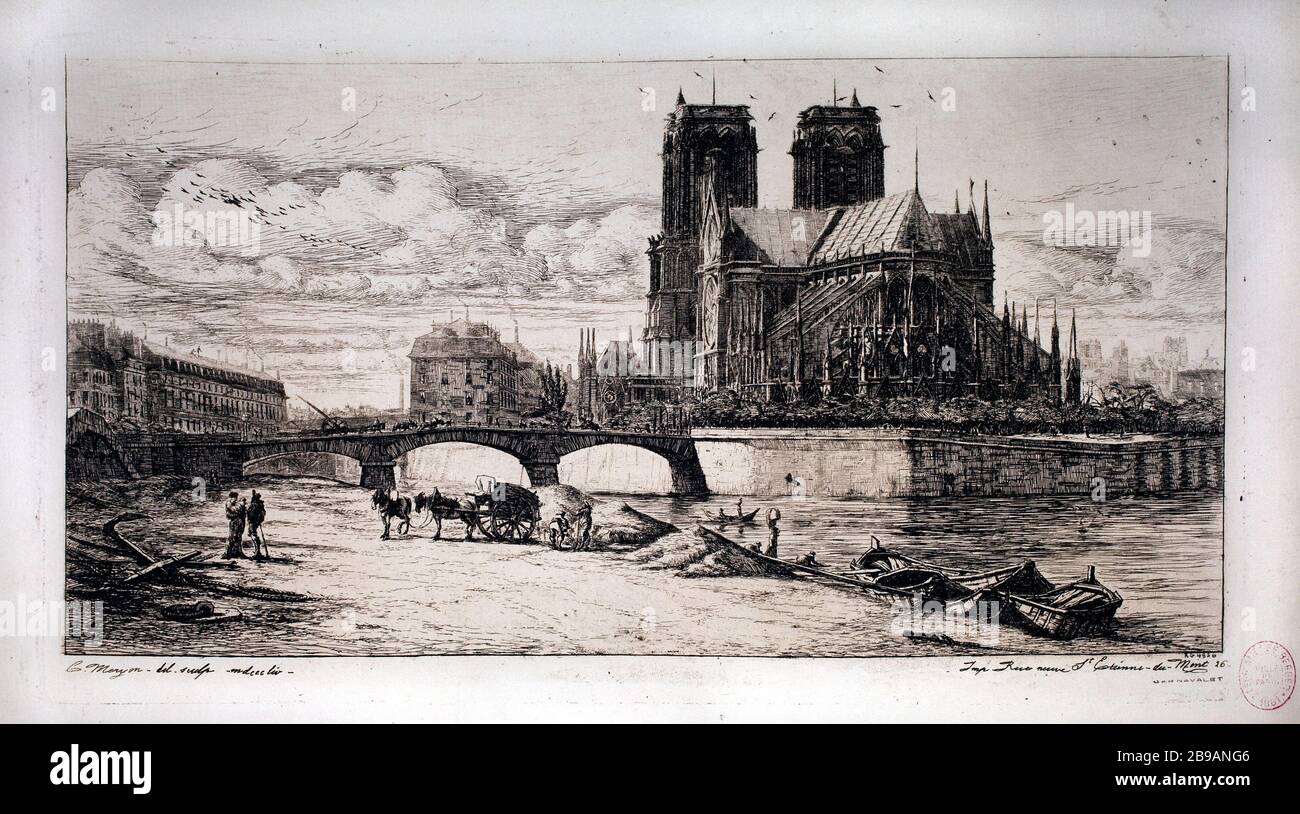 NOTRE DAME VON PARIS Charles Meryon (1821-1868). "Notre-Dame de Paris". Eau-forte, 1854. Paris, musée Carnavalet. Stockfoto
