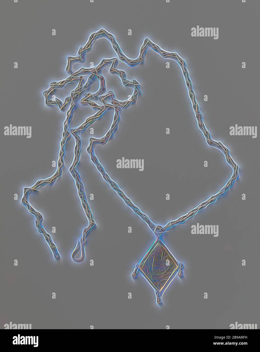 Kette der Veere Kammer der Rhetorik, Kette des rederijkerskamer in Veere, Kette aus vergoldetem Silber. Die Rautenförmigen, die Zeichen mit einem gravierten Darstellung der Verkündigung auf der Kette, bestehend aus Doppelzimmer, twisted links hängt. Zwischen Maria und dem Engel eine Vase mit Lilien, durch eine Banderolle mit der Inschrift umgeben: "Wachsende in reinder'. Unter der Vase auf einem Sockel die Buchstaben: A.B.C.D. Ein Birnenförmiges Anhang ist auf drei Punkte des Zeichens angebracht, an der Spitze eines Auges mit Ring, durch die die Kette gemacht wurde, der Verkündigung: Maria, in der Regel das Lesen, ist besucht. Stockfoto