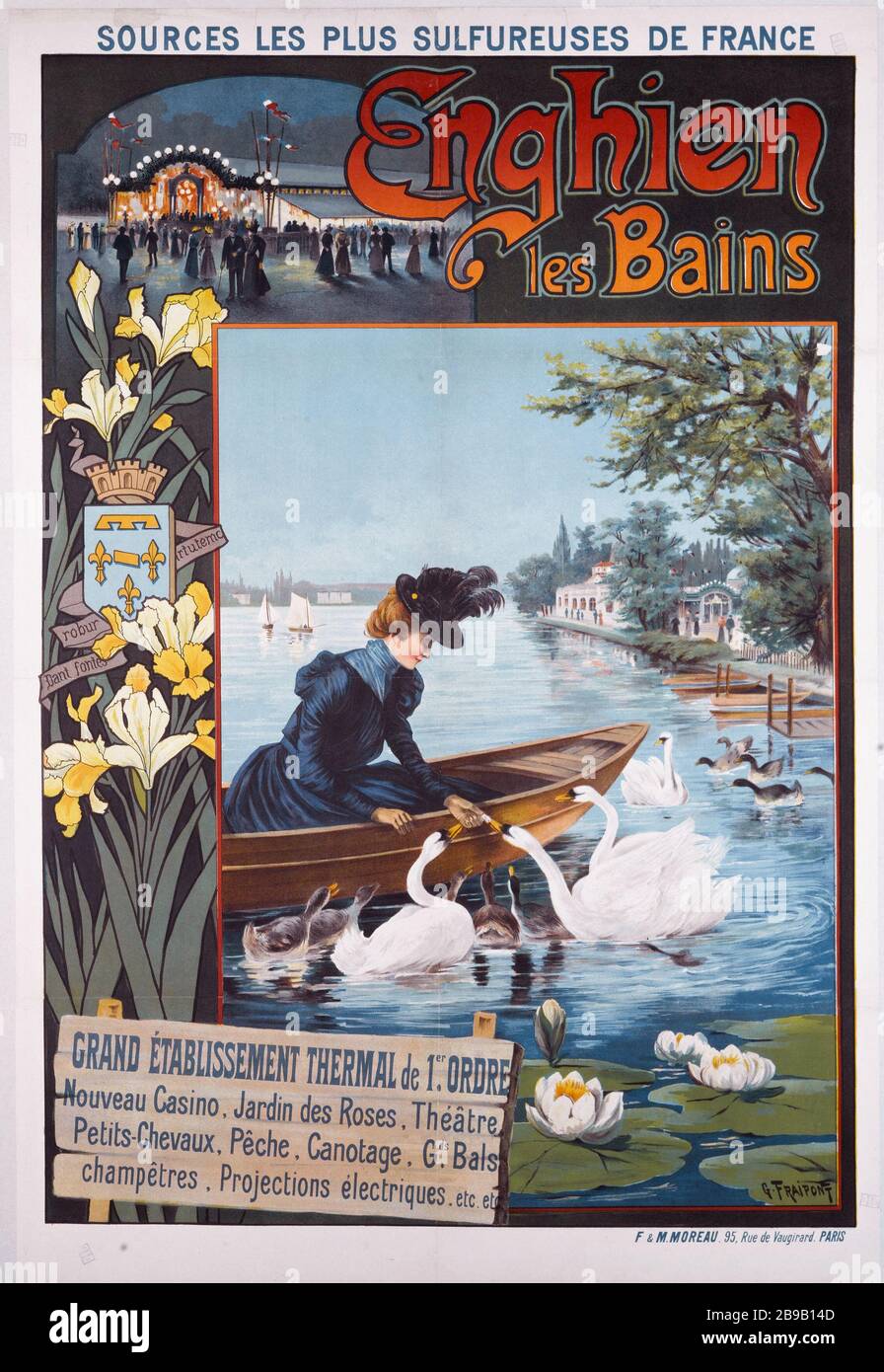 ENGHIEN LES BAINS Gustave Fraipont (1849-1923). Imprimerie F. & M. Moreau. Enghien-les-Bains (titer inscrit). Affiche. Lithographie couleur, vers 1890. Paris, musée Carnavalet. Stockfoto