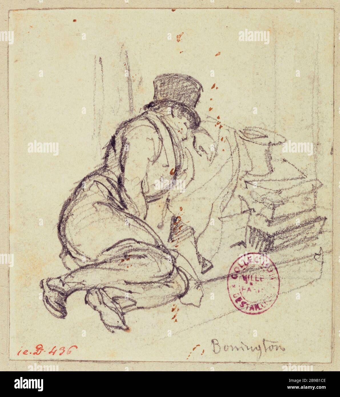 Porträt des liegenden Bonington, Reiseskizzen Alexandre Colin (1798-1875). Portrait de Bonington couché, croquis de voyage, 1820-1830. Mine de plomb sur Papier éCRU. Paris, musée Carnavalet. Stockfoto