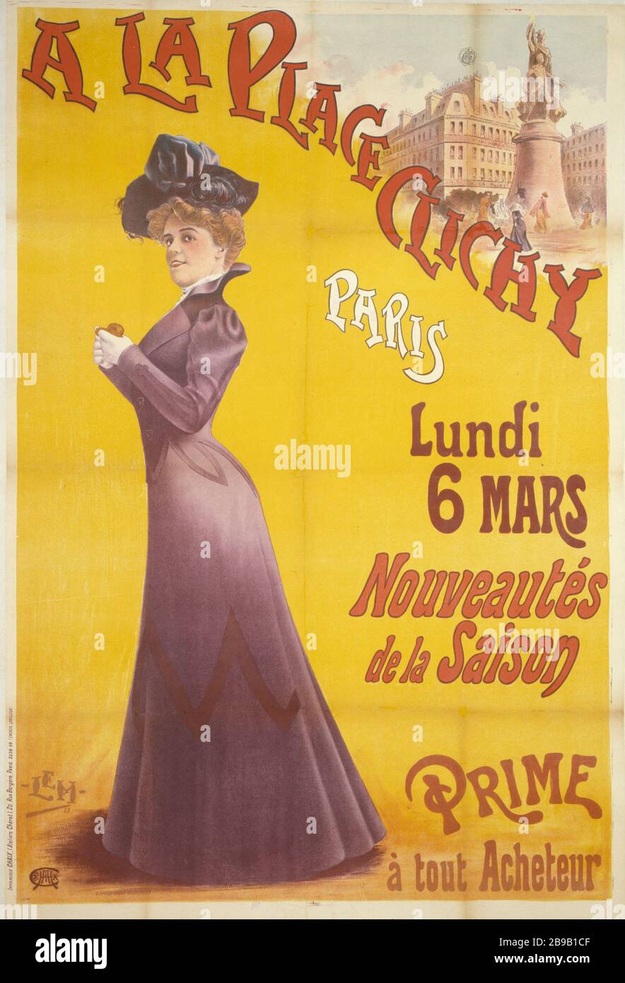 DER ORT CLICHY LEM. "A la Place Clichy". Paris, musée Carnavalet. Stockfoto