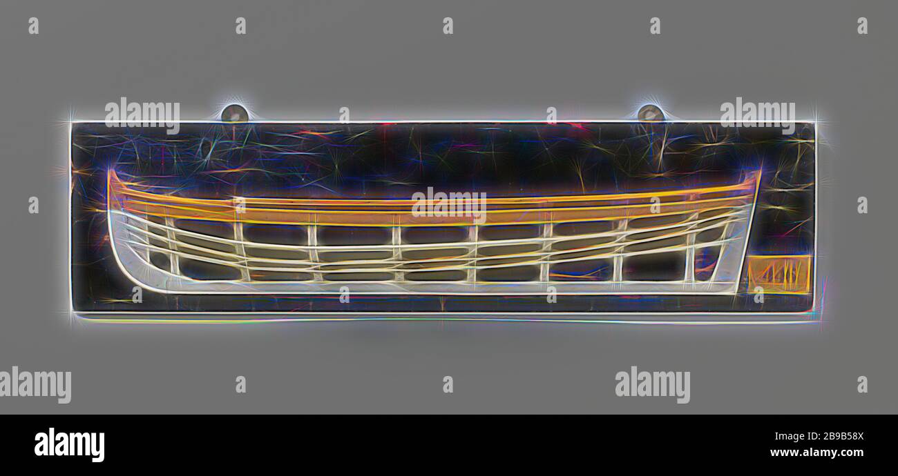 Halbmodell einer Einführung, Polychromed Mold Model (Port) einer Schlaufe. Die Boje über dem Stabholz ist geschlossen. Flachspiegel mit Zaunplatte. Das schiere läuft bis zu beiden Enden. Peaked trusses., anonymous, Niederlande, c. 880 - ca. Von Gibon neu erstelltes Holz (Pflanzenmaterial), h 16,8 cm × w 60 cm × d 8 cm, Design von warmfröhlichem Leuchten von Helligkeit und Lichtstrahlen. Klassische Kunst mit moderner Note neu erfunden. Fotografie, inspiriert vom Futurismus, die dynamische Energie moderner Technologie, Bewegung, Geschwindigkeit und Kultur revolutionieren. Stockfoto