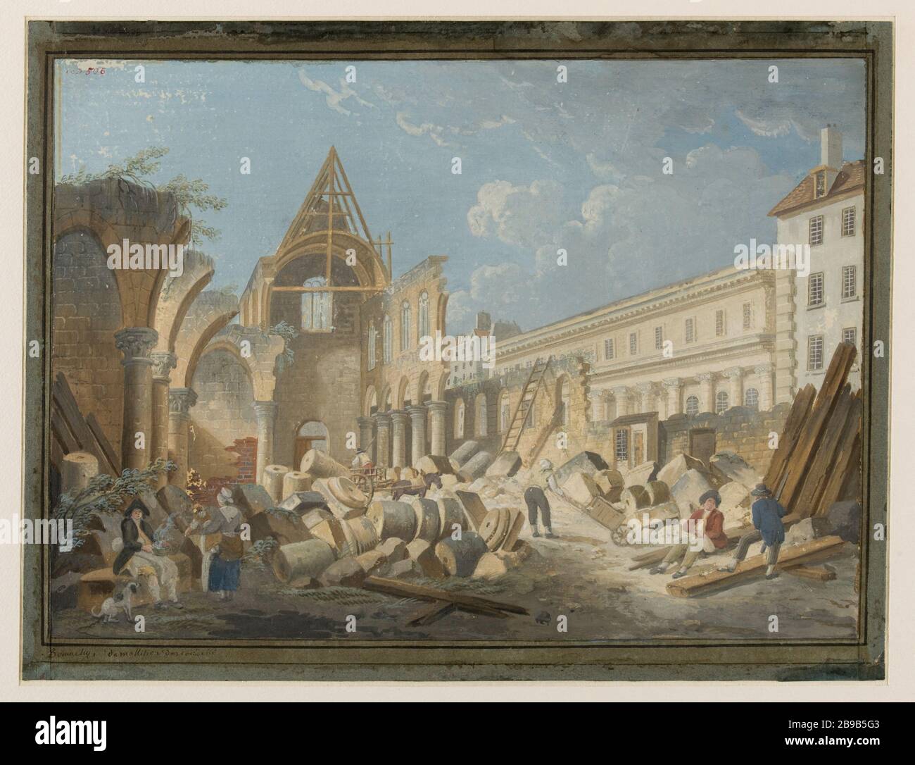 ABRISS DES KLOSTERS CORDELIERS, CIRCA 1802 PIERRE-ANTOINE DEMACHY (1723-1807). 'Démolition du couvent des Cordeliers, vers 1802'. Gouache, 1796-1799. Paris, musée Carnavalet. Stockfoto