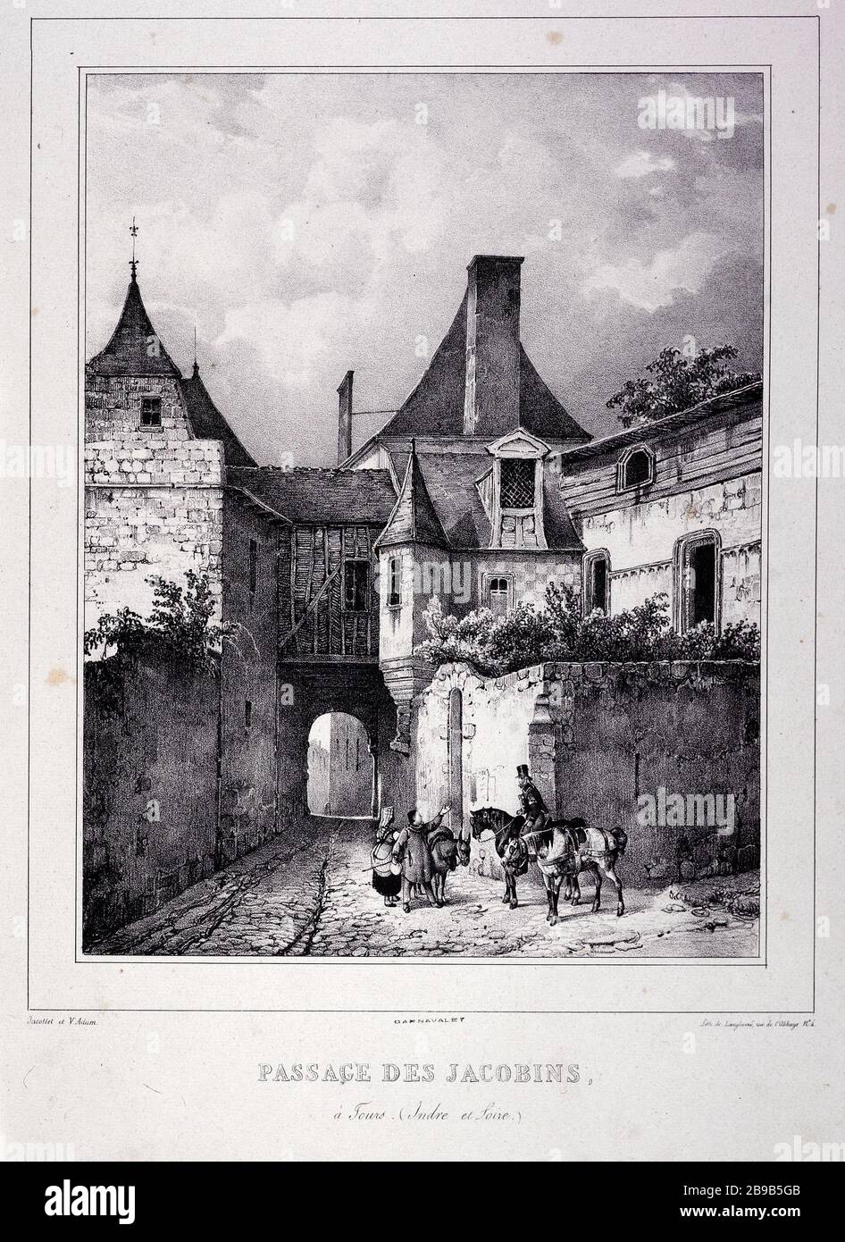 PASSAGE JAKOBINER, TOUREN (Indre et Loire) Victor Jean Adam ou Victor Jean Vincent Adam (1801-1866)/Julien Jacottet (1806-1880)/Langlumé. Passage des Jakobiners, à Tours (Indre-et-Loire). Dokument du Cabinet d'arts graphiques. Lithographie, en 1827. Paris, musée Carnavalet. Stockfoto PASSAGE JAKOBINER, TOUREN (Indre et Loire) Victor Jean Adam ou Victor Jean Vincent Adam (1801-1866)/Julien Jacottet (1806-1880)/Langlumé. Passage des Jakobiners, à Tours (Indre-et-Loire). Dokument du Cabinet d'arts graphiques. Lithographie, en 1827. Paris, musée Carnavalet. Stockfoto