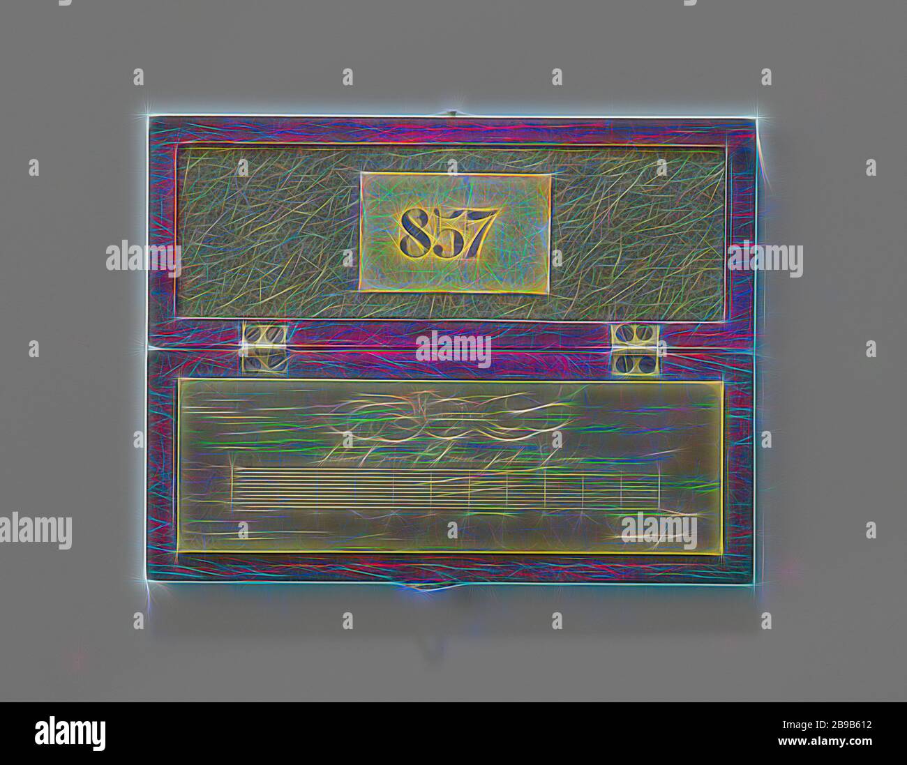 Dezimalskala, Messingzeichenskala von 100 mm, eins auf eins, in einem Holzkasten mit einem grünen Blechfutter., D. van den Bosch (erwähnt am Objekt), Rotterdam, 180cm, Messing (Legierung), Holz (Pflanzenmaterial), Tuch, h 1,6 cm × w 16 cm × d 6,2 cm, neu von Gibon vorgestellt, Design mit warmem, fröhlichem Glanz von Helligkeit und Lichtstrahlen. Klassische Kunst mit moderner Note neu erfunden. Fotografie, inspiriert vom Futurismus, die dynamische Energie moderner Technologie, Bewegung, Geschwindigkeit und Kultur revolutionieren. Stockfoto