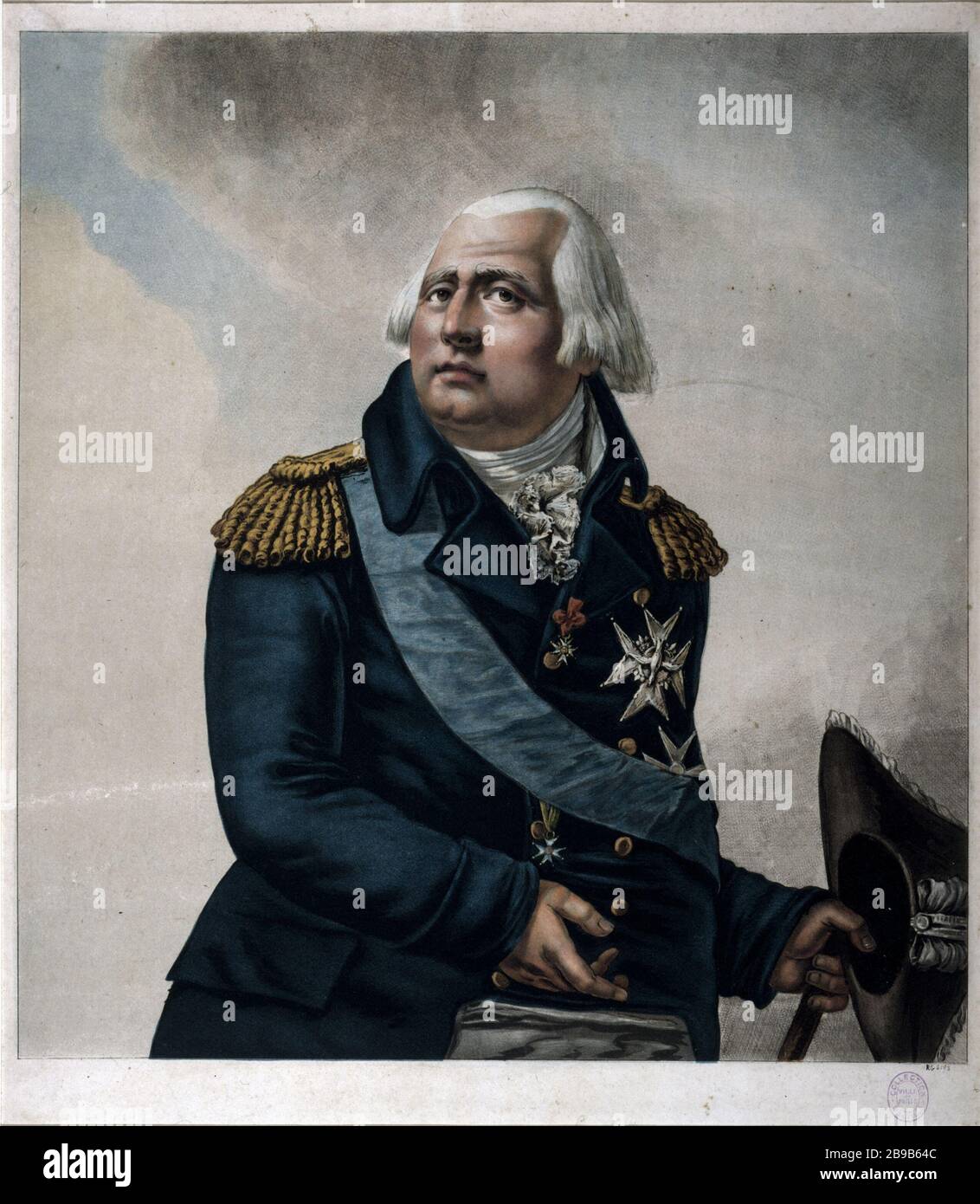 Ludwig XVIII., KÖNIG VON FRANKREICH UND NAVARRA Pierre-Michel Alix (1762-1817). "Louis XVIII, roi de France et de Navarra". Tiefdruck. Paris, musée Carnavalet. Stockfoto