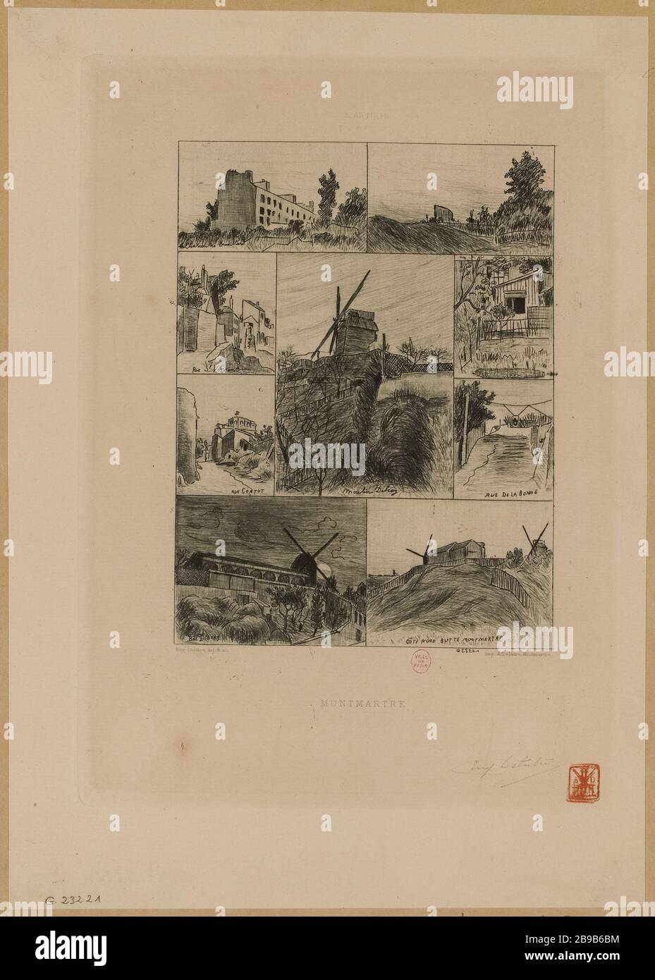 Pension mit mehreren Ausblicken auf Montmartre, 18. Bezirk Stockfoto