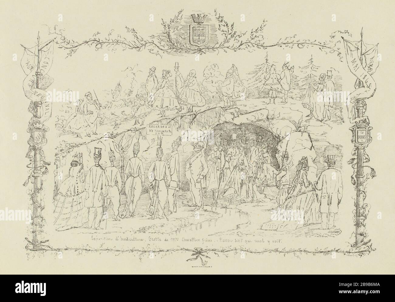 Gartenbauausstellung (Listed Security (Brief)). ALBUM karikiert REGIONALEN WETTBEWERB VON LE MANS (insgesamt). Stockfoto