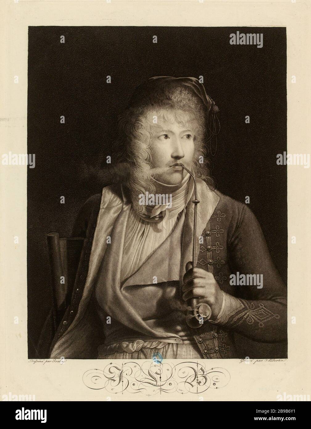 J.L.B. (Aufgezählte Sicherheit (Buchstabe))). Porträt von JL Barbier-Valbonne. (TU) Stockfoto