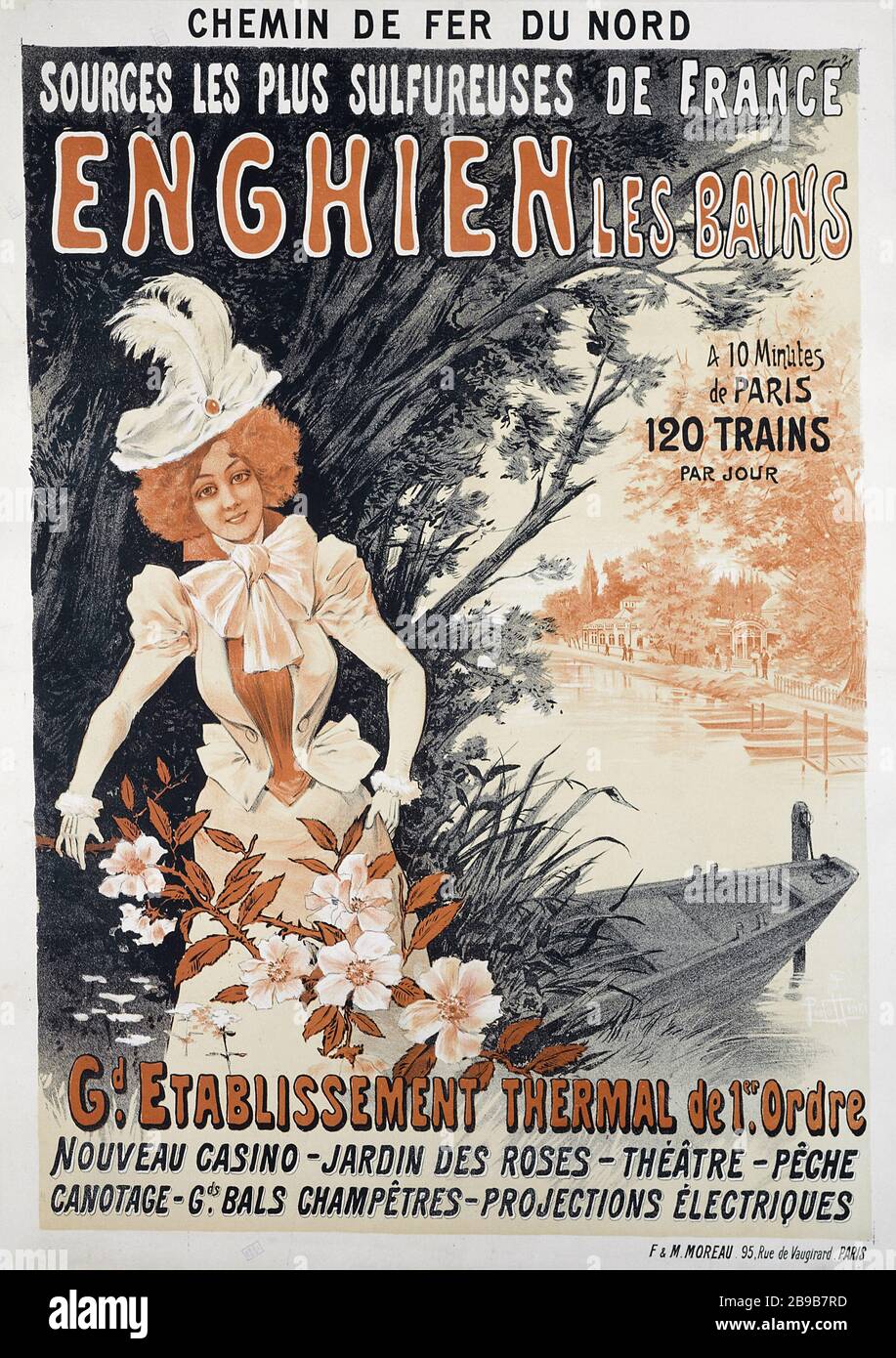 ENGHIEN LES BAINS Henri Paolo. Imprimerie F. & M. Moreau. Enghien-les-Bains. Affiche. Lithographie couleur. Paris, musée Carnavalet. Stockfoto