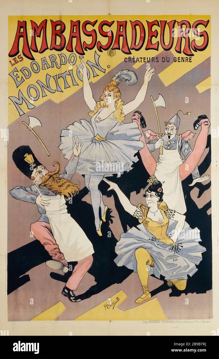 BOTSCHAFTER, DER EDOARDO- Mönch Benjamin Armand Rabier (1864-1939). Imprimerie Charles Verneau. Ambassadeurs, Les Edoardo - Monition. Affiche. Lithographie couleur, vers 1900. Paris, musée Carnavalet. Stockfoto