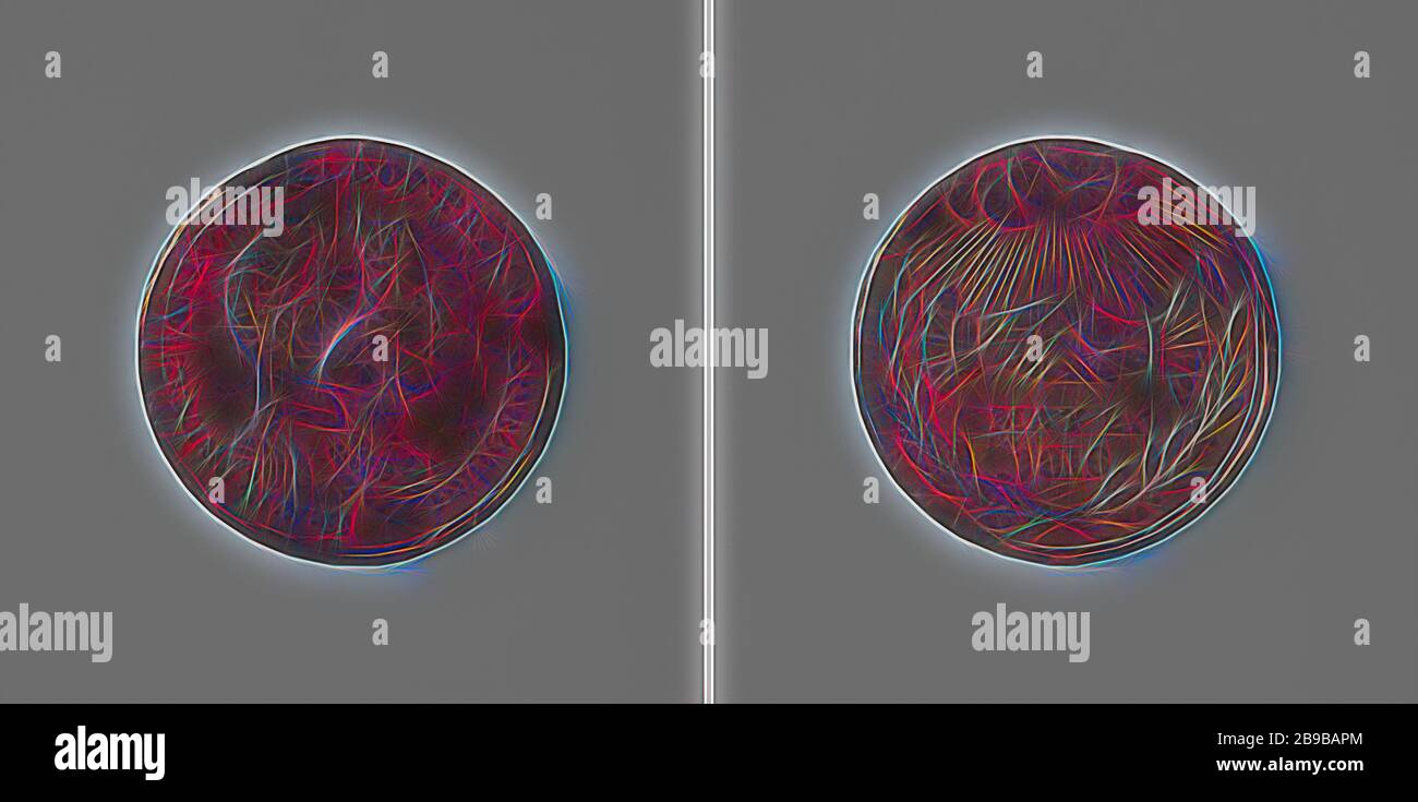 Hochzeit von Leopolds, Prinz von Sachsen-Coburg-Gotha und Charlotte Augusta, Prinzessin von England, Bronzemedaille. Obvers: Büste von Mann und Frau innerhalb eines Kreises. Umgekehrt: Zwei Hände zusammengeklemmt, beleuchtet von Himmellicht über der Aufschrift innerhalb des Lorbeerkranzes, Leopolds I. (König der Belgier), Charlotte Augusta (Prinzessin von England), anonym, England, 1816, Bronze (Metall), auffällig (Metallbearbeitung), d 2,5 cm × w 5,61 g, neu von Gibon vorgestellt, Design mit warmem, fröhlichem Glanz von Helligkeit und Lichtstrahlen. Klassische Kunst mit moderner Note neu erfunden. Vom Futurismus inspirierte Fotografie, z. Stockfoto