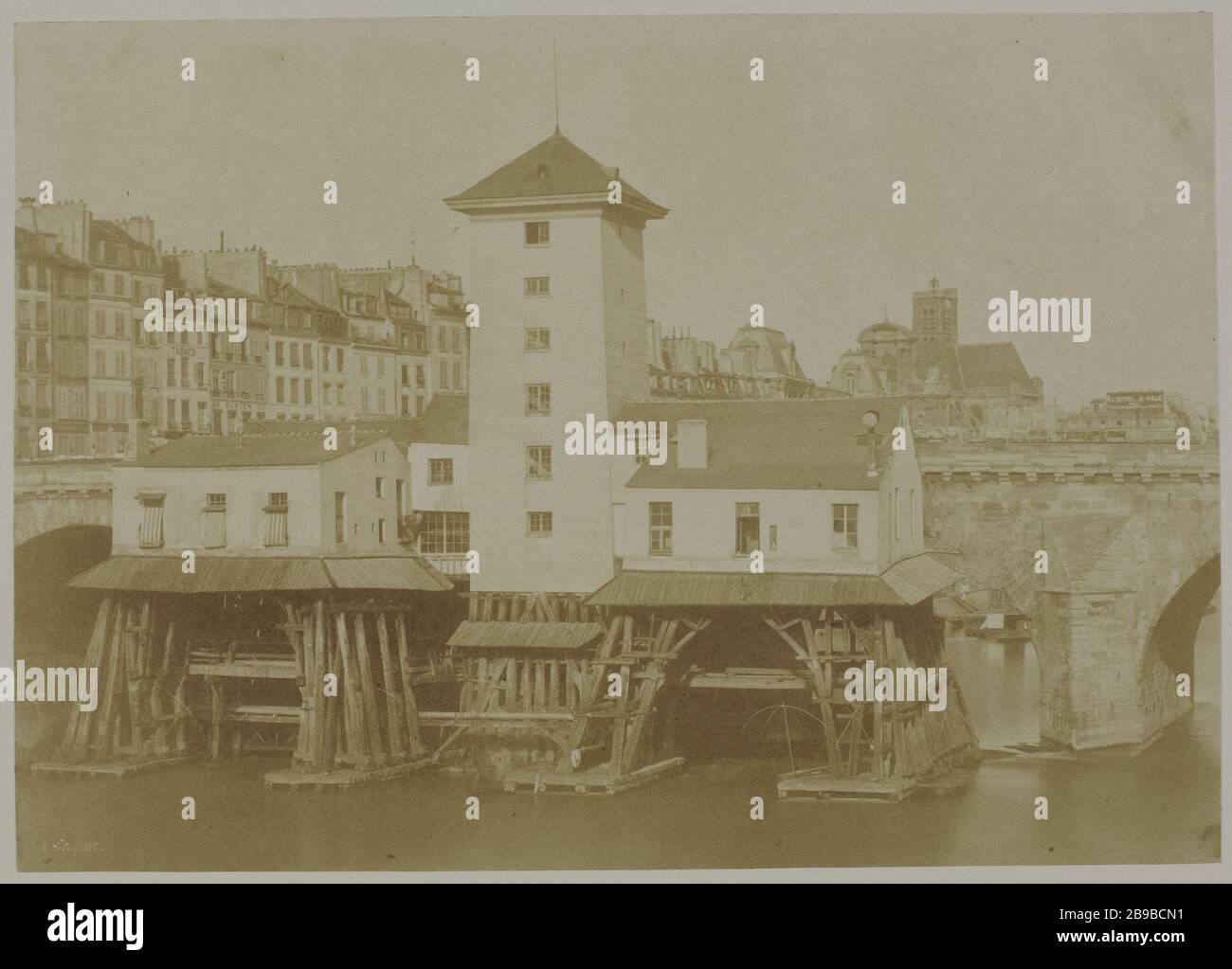 PUMPEN SIE UNSERE DAME, das 4. VIERTEL, PARIS La Pompe Notre-Dame. Paris (IVème arr.), 1852. Photographie de Jean-Louis Henri Le Secq des Tournelles, dit Henri Le Secq (1818-1882). Paris, musée Carnavalet. Stockfoto