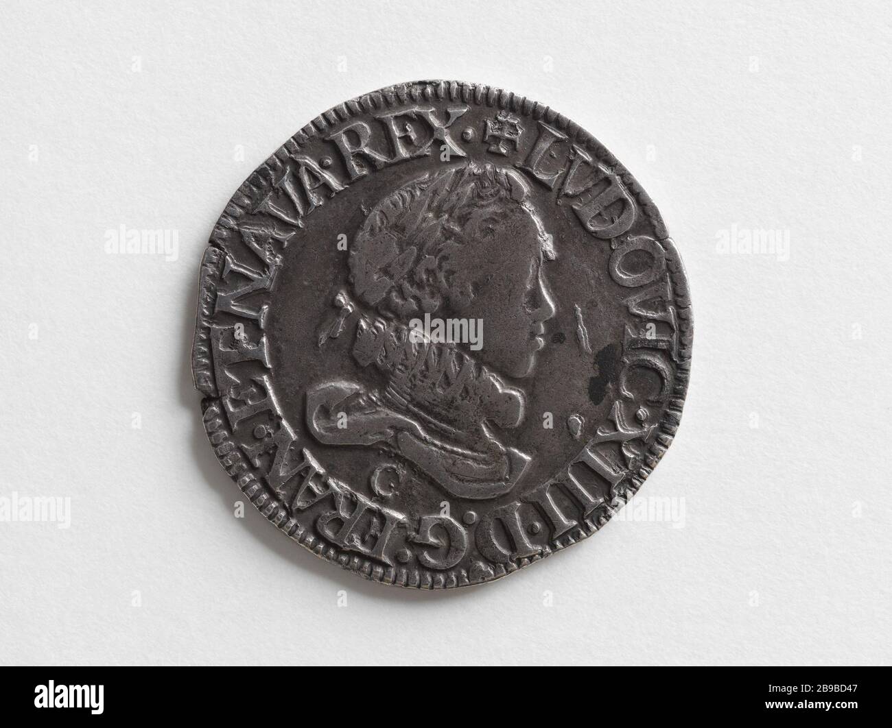 Halb Franc Louis XIII, 1615 Anonyme. Demi-Franc de Louis XIII, 1615. Argent, 1615. Musée Carnavalet, Histoire de Paris. Stockfoto