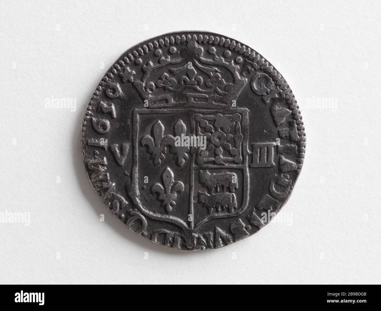 Achtes Schild des Béarn von Ludwig XIII., 1630 Anonyme. huitième d'écu de Béarn de Louis XIII Argent, 1630. Musée Carnavalet, Histoire de Paris. Stockfoto