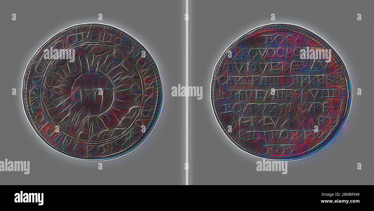 Zerstörung des Herzogthums Luxemburg durch Louis Gunther von Nassau-Siegen, Kupfer-Medaille. Obvers: Der Name des Herrn in hebräischer Schrift in strahlendem Kranz innerhalb eines Kreises. Umgekehrt: Beschriftung, Luxemburg, Louis Gunther Graf von Nassau, Generalstaaten, anonym, Niederlande, 1602, Kupfer (Metall), markant (Metallverarbeitung), d 3 cm × w 74 gr, von Gibon neu vorstellbar, Entwurf eines warmfröhlichen Lichts von Helligkeit und Lichtstrahlen. Klassische Kunst mit moderner Note neu erfunden. Fotografie, inspiriert vom Futurismus, die dynamische Energie moderner Technologie, Bewegung, Geschwindigkeit und Kultur revolutionieren. Stockfoto