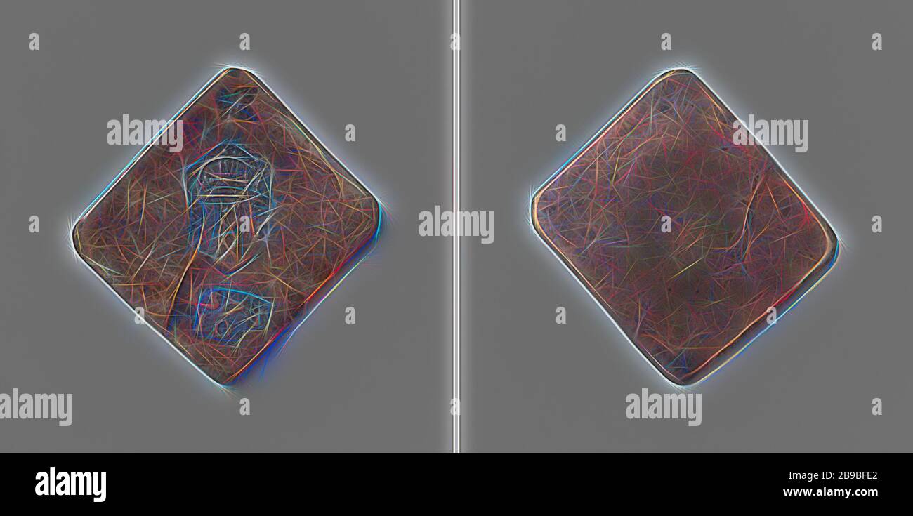 Belagerung von Amsterdam, Notmünze aus zehn Pfennigen, geprägt aus dem Silber der Nieuwe Kerk, einseitige, rautenförmige Notmünze mit abgeschrägten Ecken. Vorderseite: Drei Stempel übereinander, von unten nach oben: Mintmeister-Schild: Feuerstahl, Stadtwappchen: Bekröntes Wappen, linker Teil der Nummer 5, rechts von 7 sichtbar, Jahr über der Nummer 10. Umgekehrt: Leer, Amsterdam, anonym, 1578 - 1631, Silber (Metall), markant (Metallverarbeitung), h 3,2 cm × w 3,1 cm × w 6,45 gr, von Gibon neu vorgestellt, Design von warmfröhlichem Leuchten von Helligkeit und Lichtstrahlen. Die klassische Kunst wurde mit einem neu erfunden Stockfoto