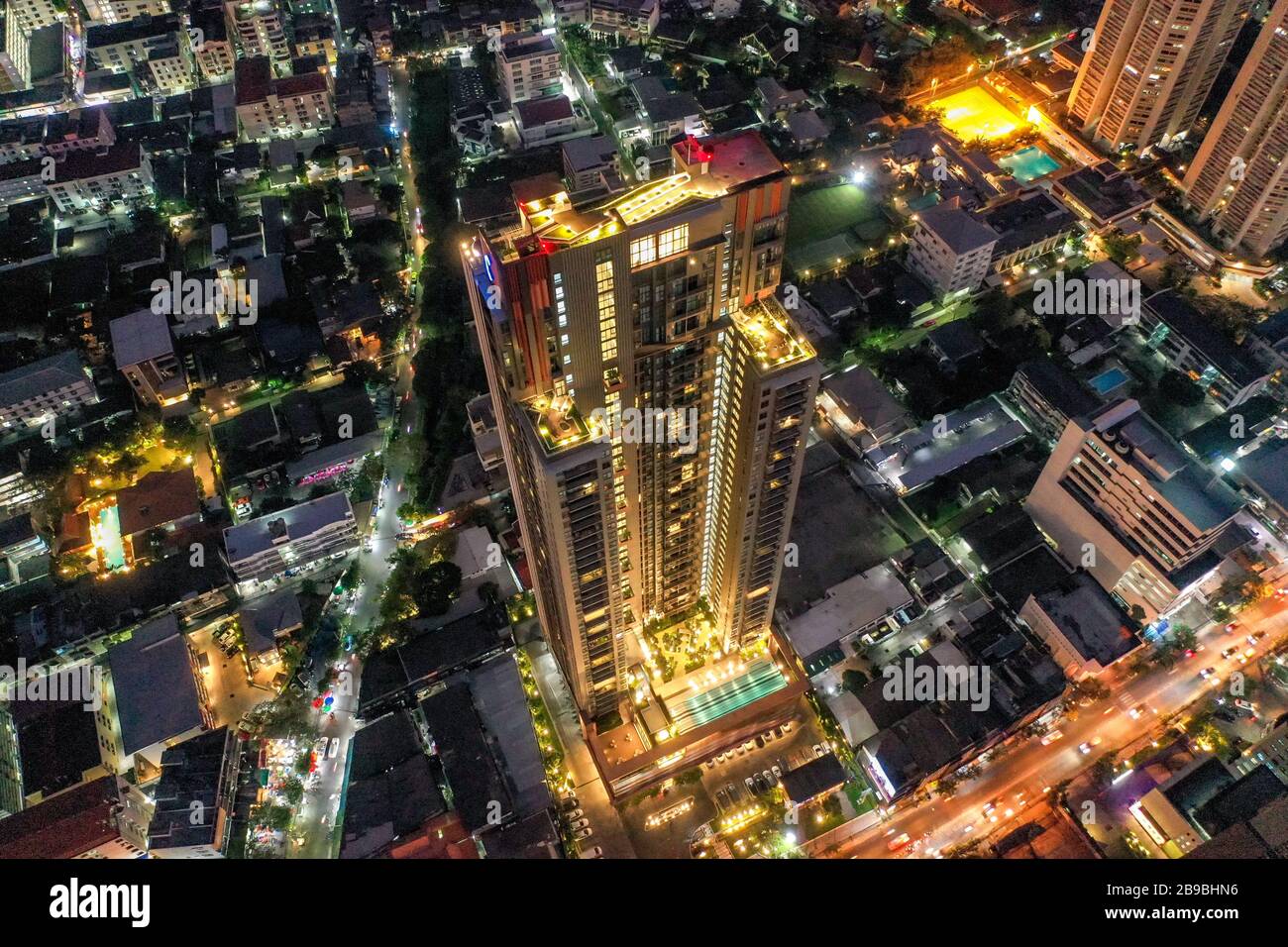 Bangkok Luftbild, über dem Bezirk Ekkamai in Thailand Stockfoto
