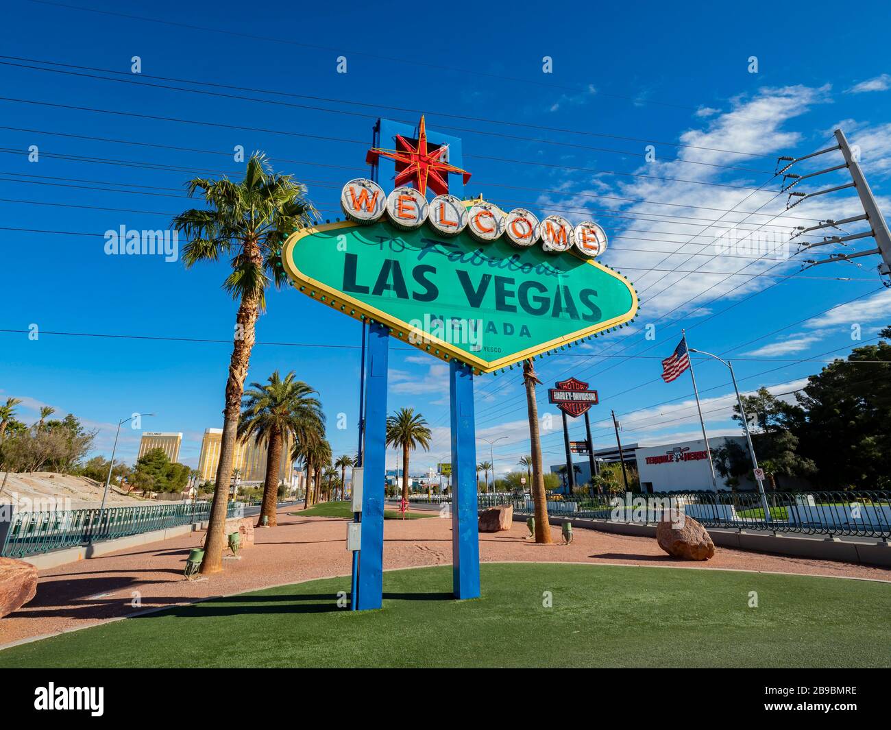 Las Vegas, MAR 17, 2020 - St Patrick's Day Sonderversion des "Welcome to Fabulous Las Vegas Sign" Stockfoto