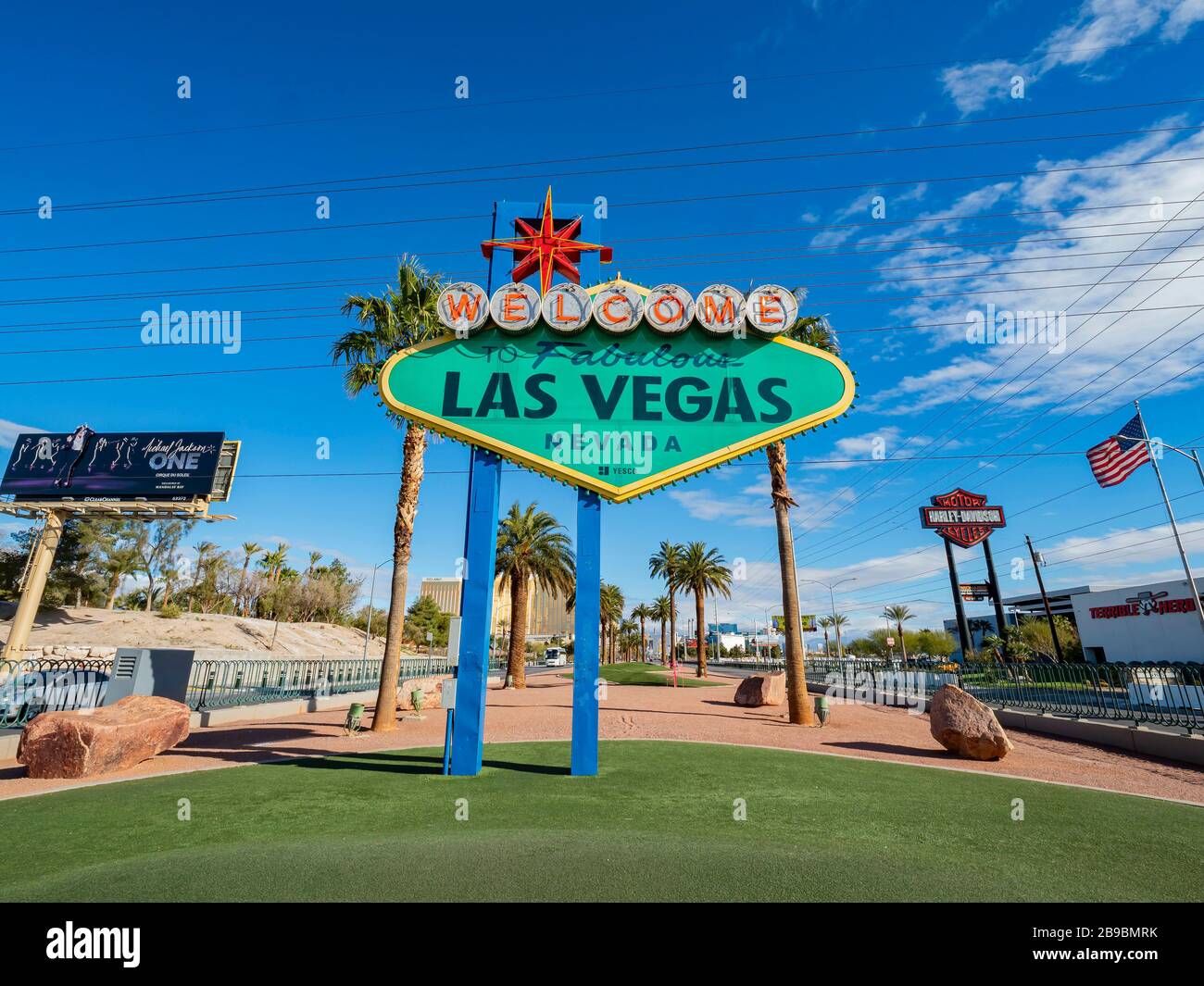 Las Vegas, MAR 17, 2020 - St Patrick's Day Sonderversion des "Welcome to Fabulous Las Vegas Sign" Stockfoto